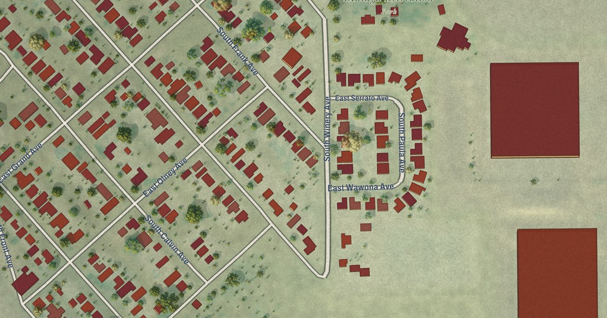 Map of Malaga, California in 2026