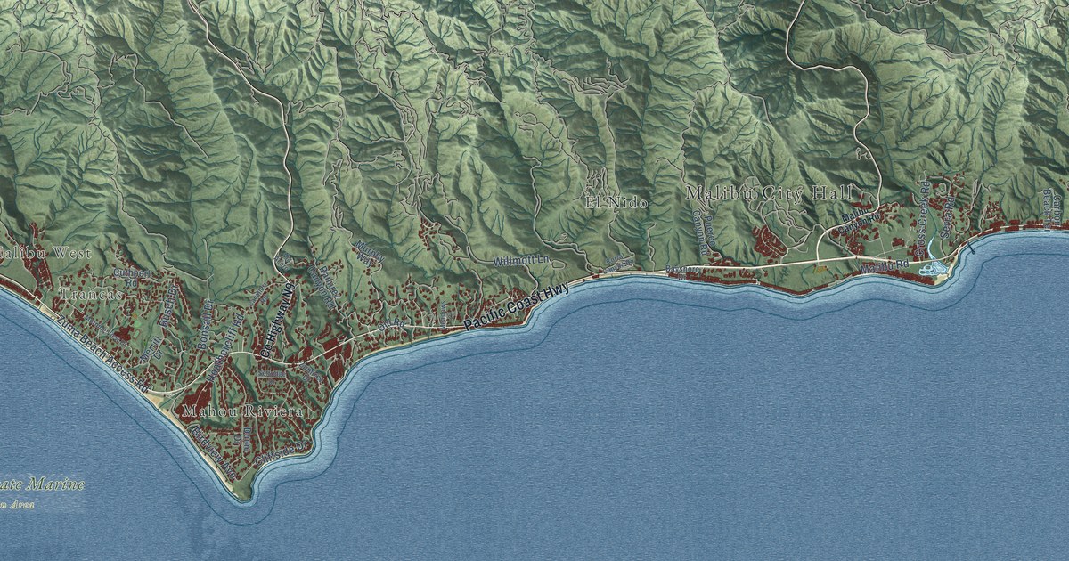 Map of Malibu, California in 2026