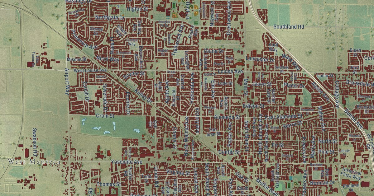 Map of Manteca, California in 2026