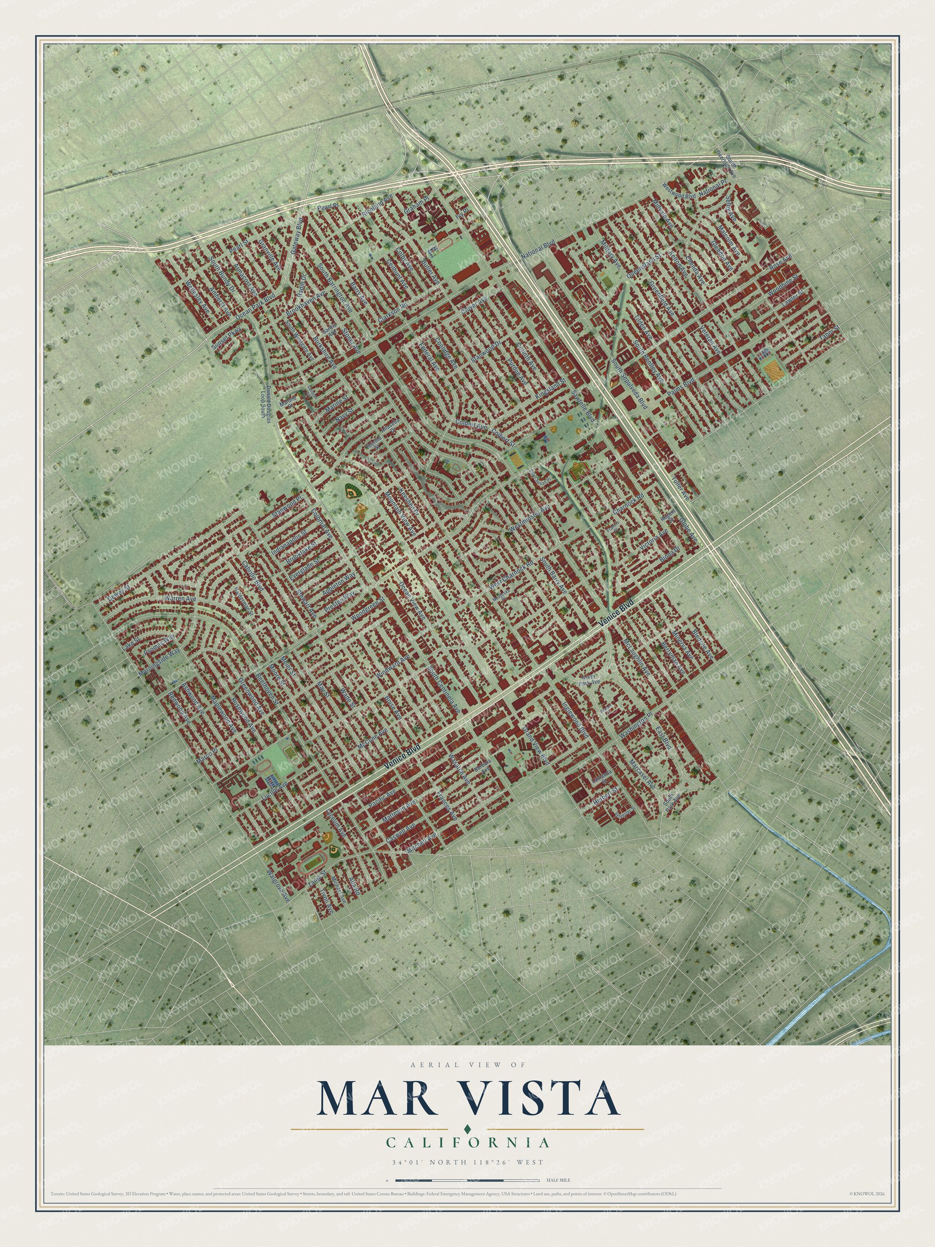 Watermarked full-map preview of Mar Vista, California