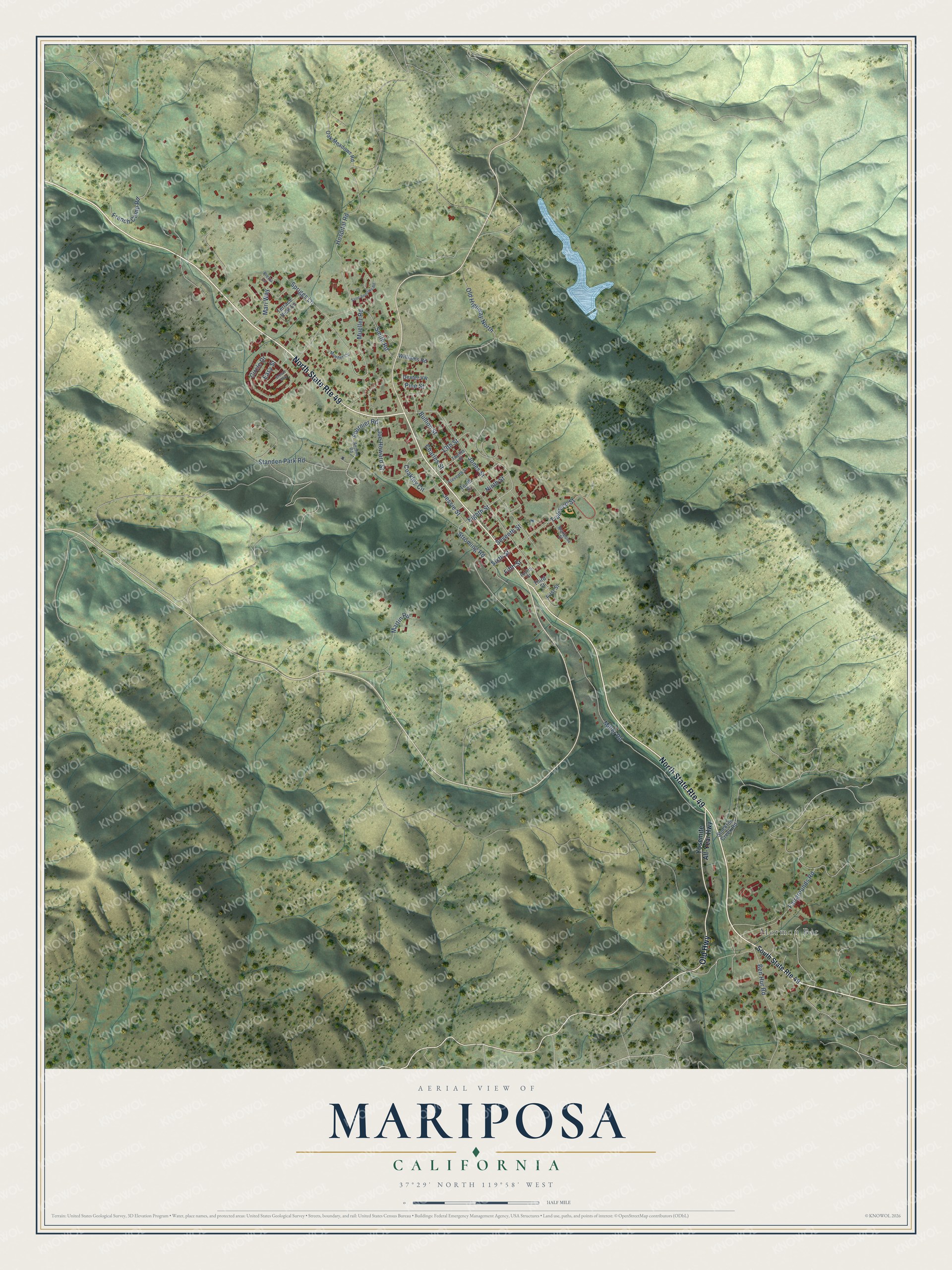 Watermarked full-map preview of Mariposa, California