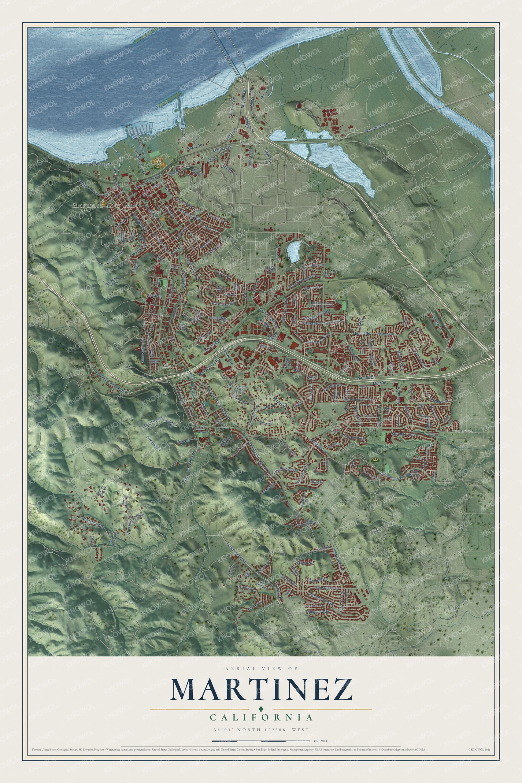 Watermarked full-map preview of Martinez, California