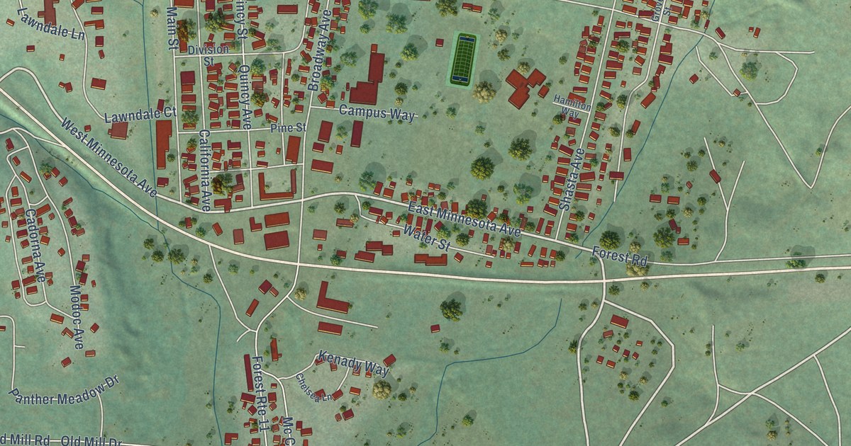Map of McCloud, California in 2026