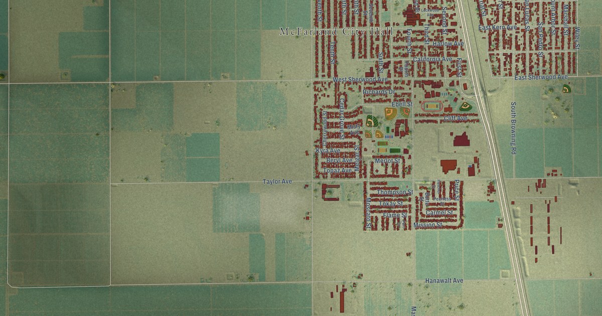 Map of McFarland, California in 2026