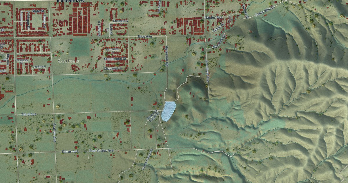 Map of Mentone, California in 2026