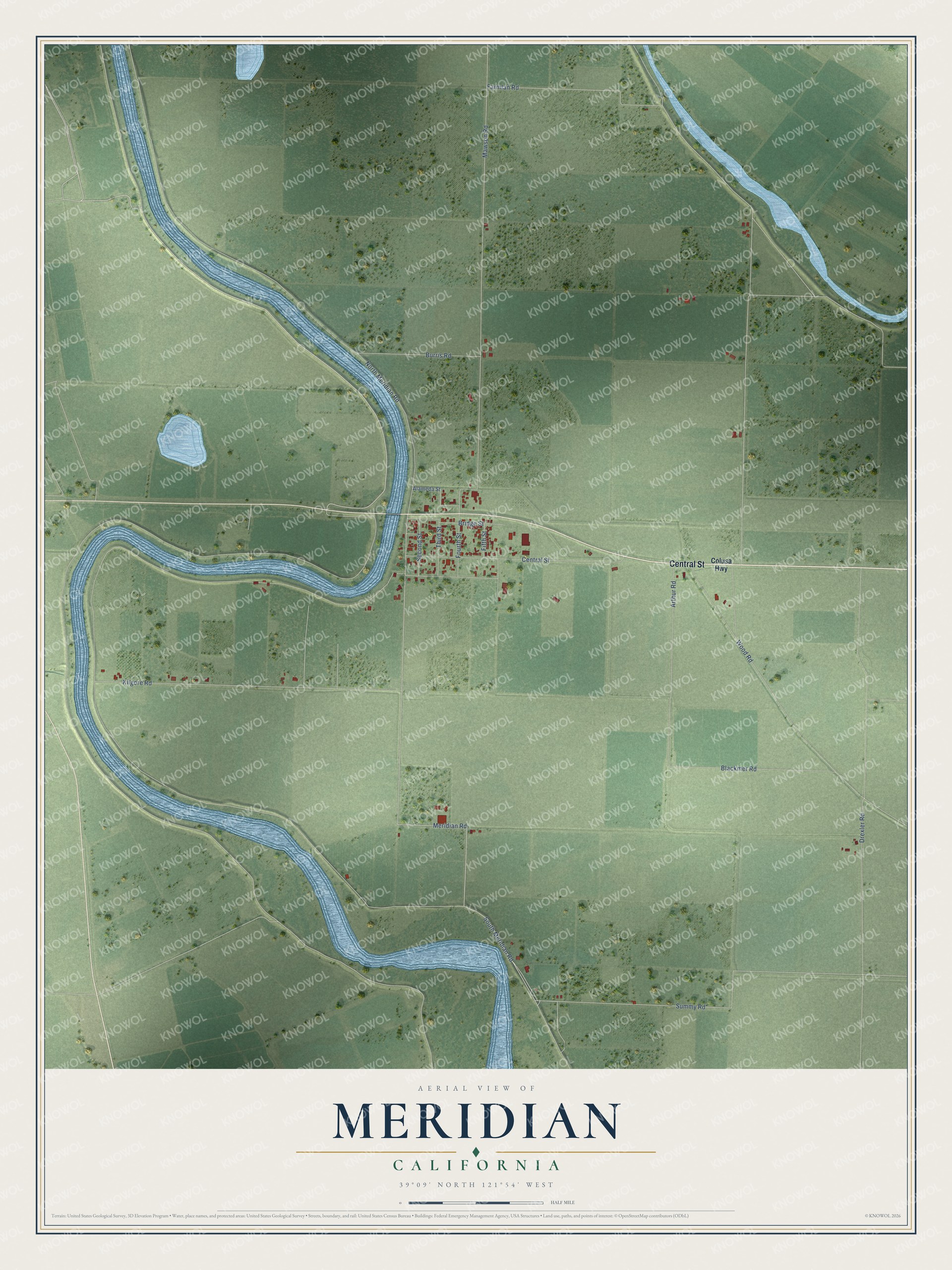 Watermarked full-map preview of Meridian, California