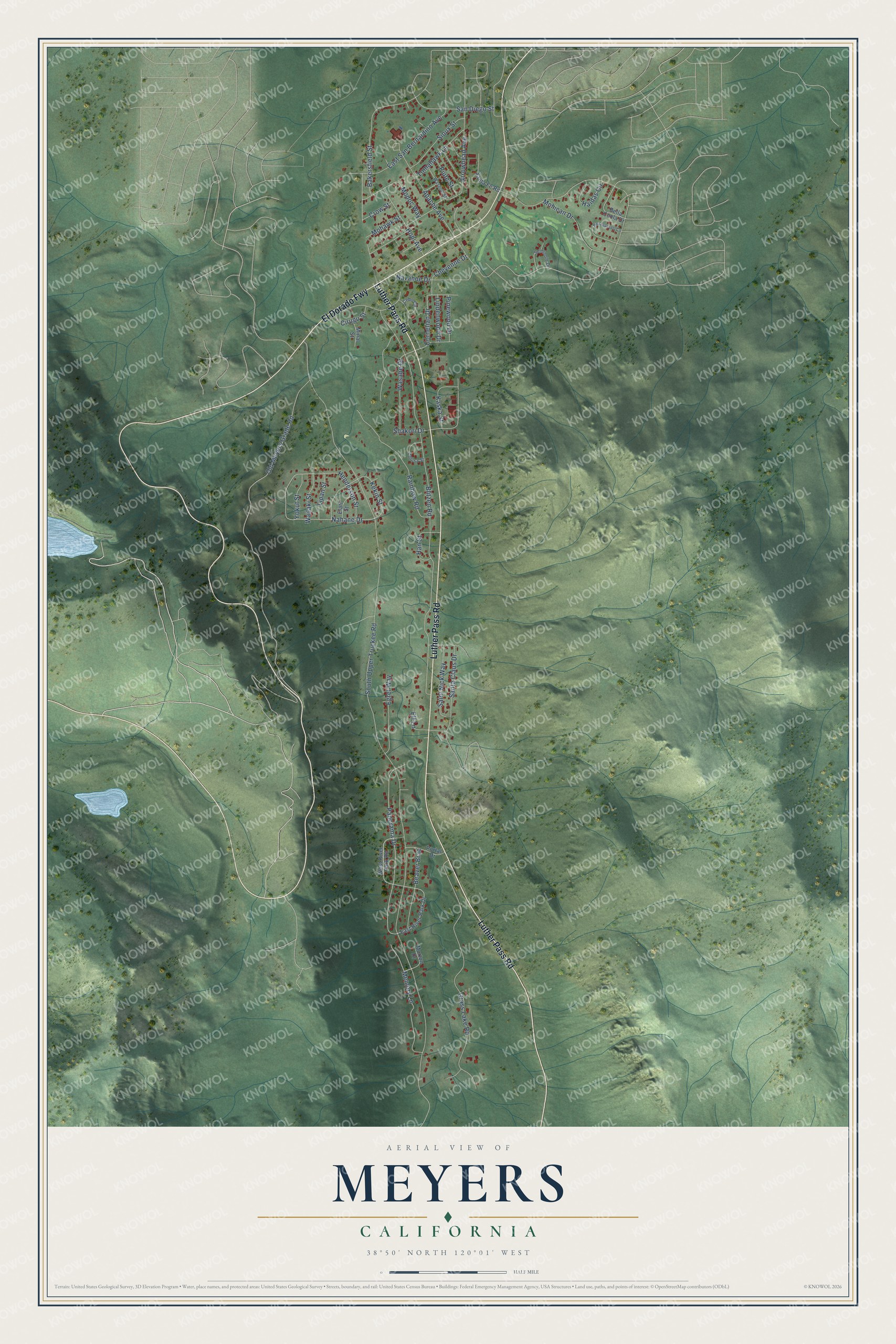 Watermarked full-map preview of Meyers, California