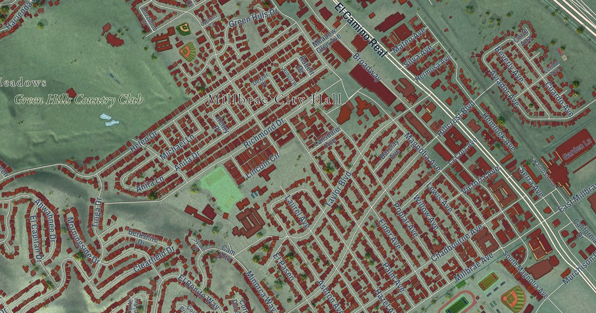 Map of Millbrae, California in 2026