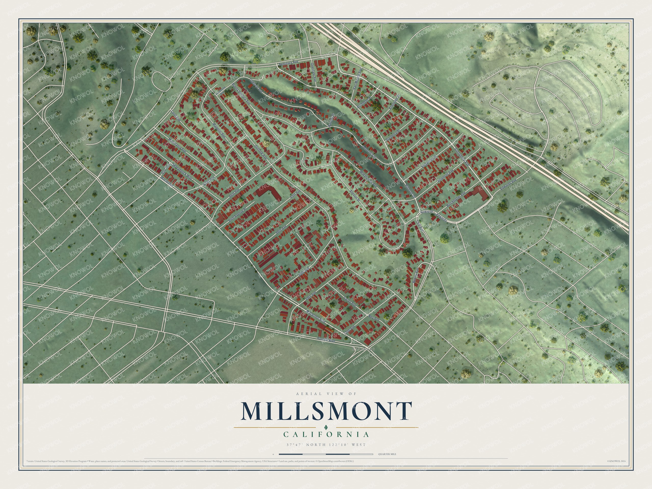 Watermarked full-map preview of Millsmont, California