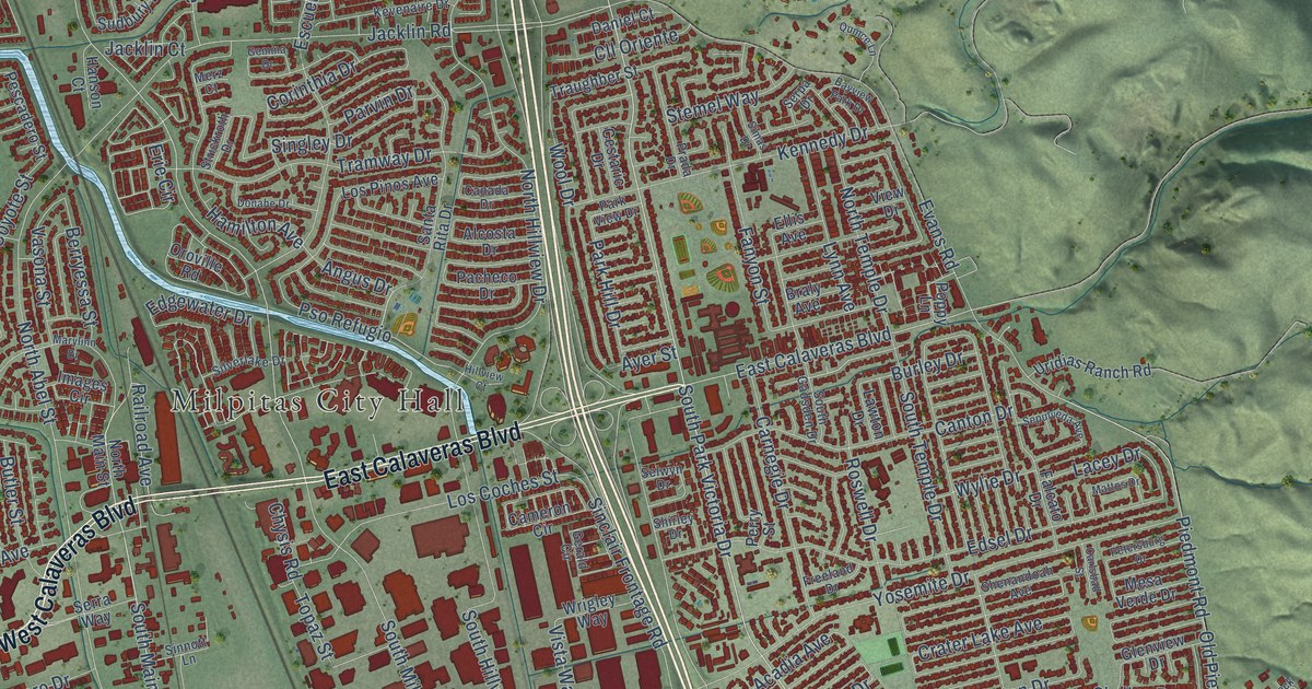 Map of Milpitas, California in 2026