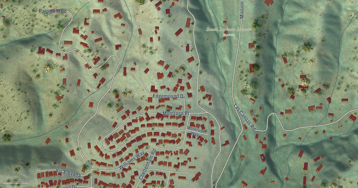 Map of Mission Canyon, California in 2026