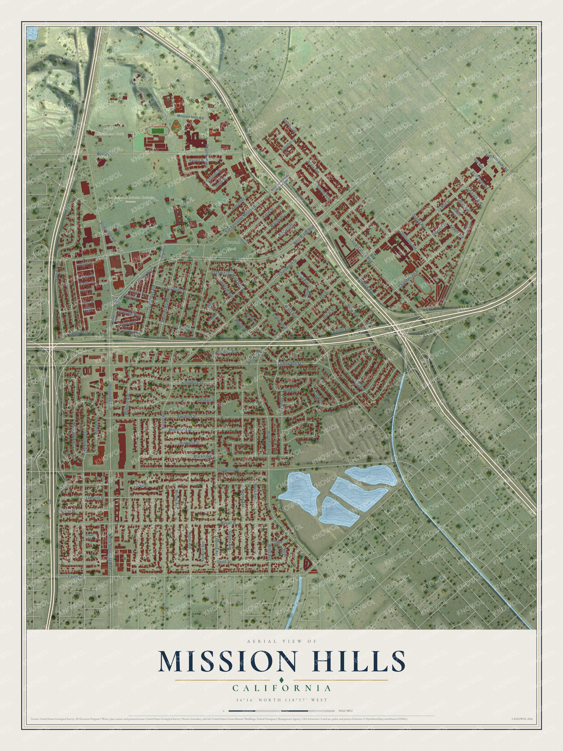 Watermarked full-map preview of Mission Hills, California