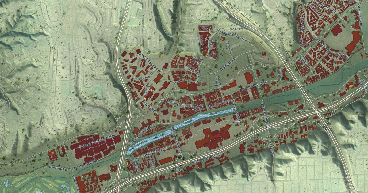 Map of Mission Valley, California in 2026
