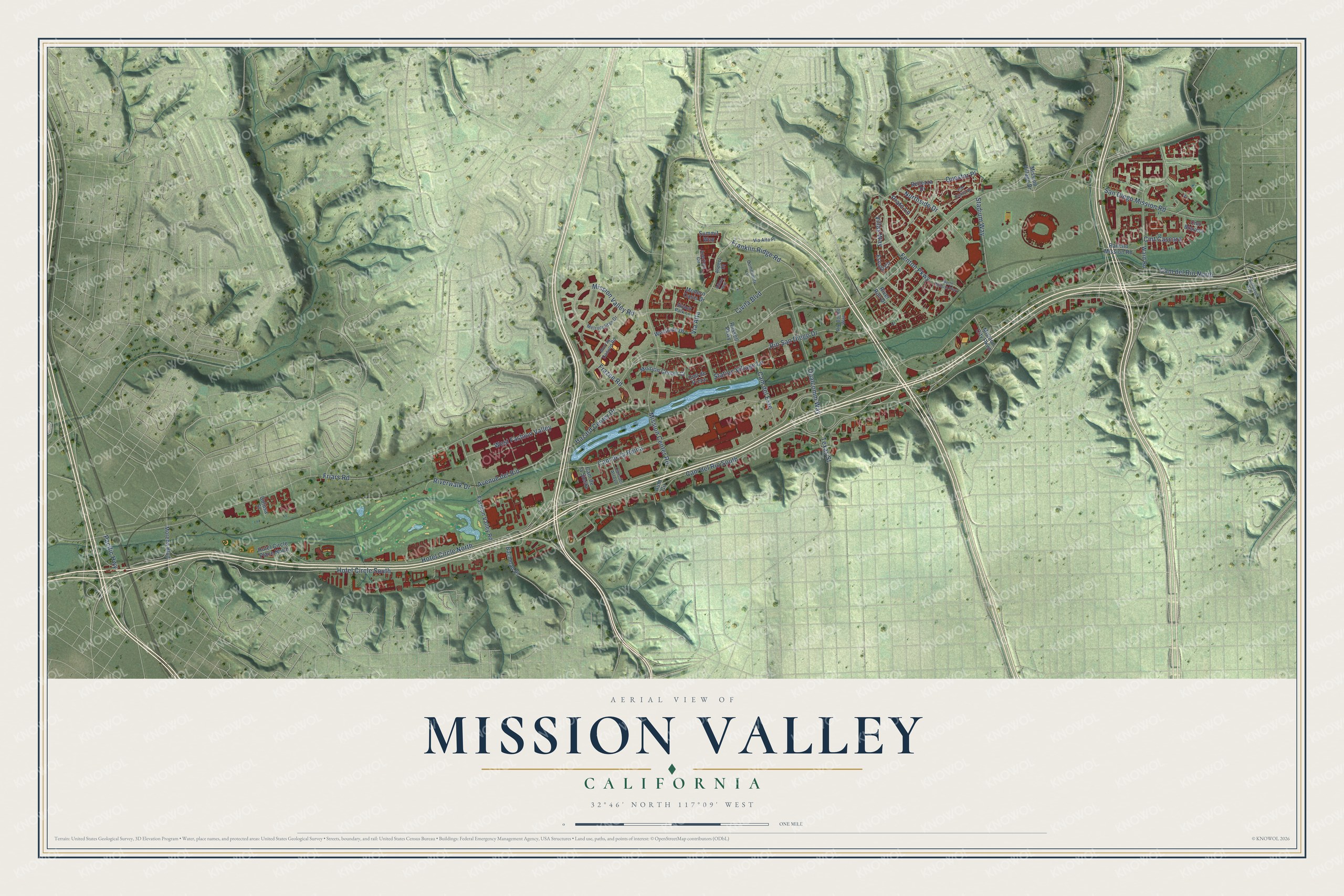 Watermarked full-map preview of Mission Valley, California
