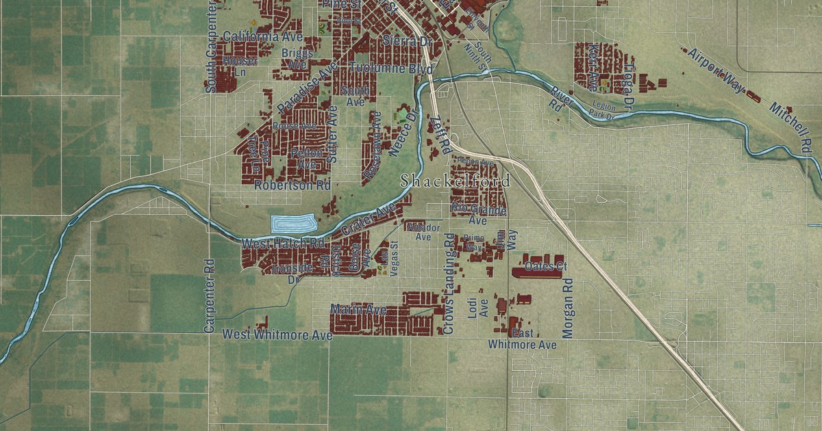 Map of Modesto, California in 2026