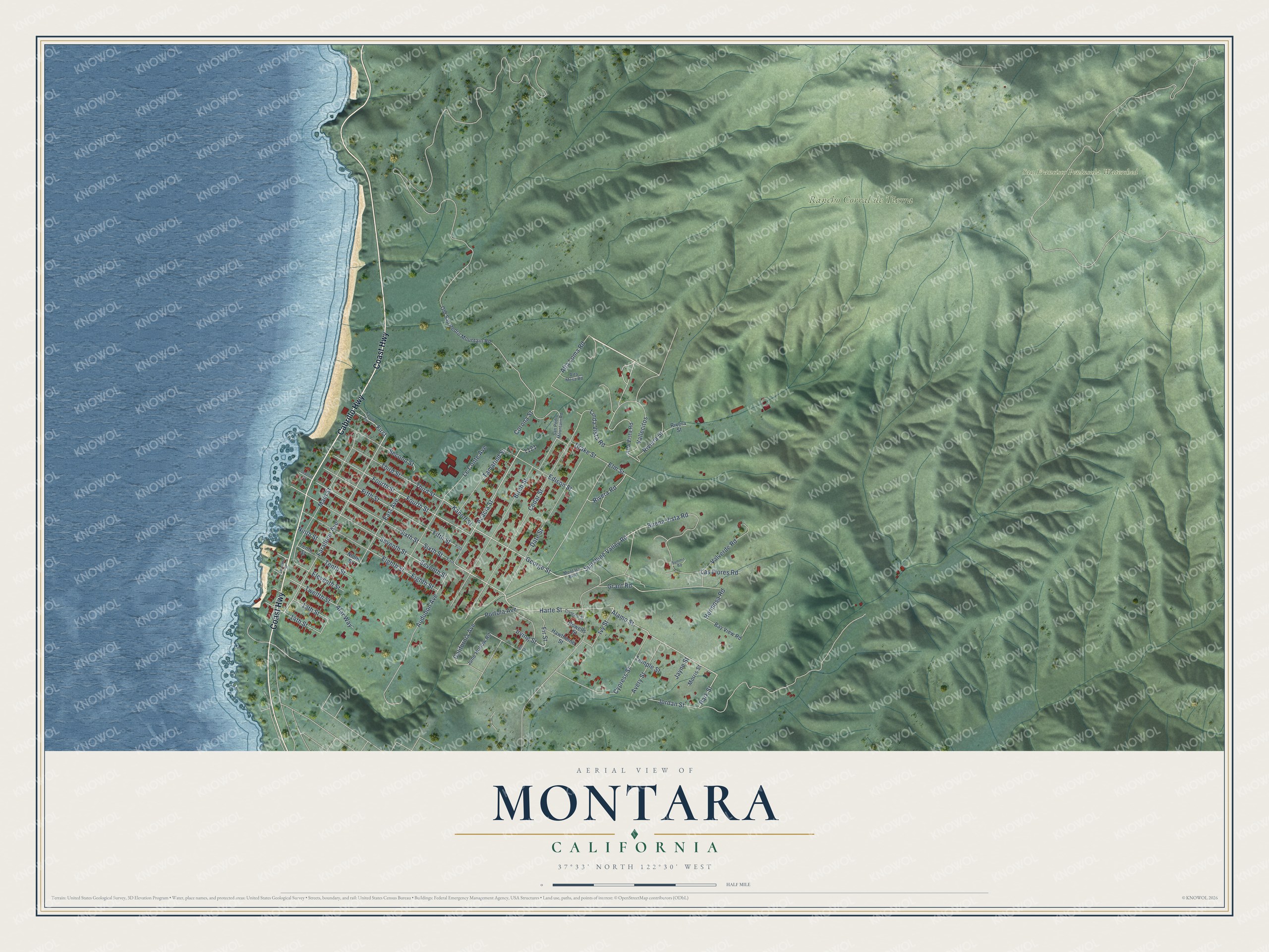 Watermarked full-map preview of Montara, California