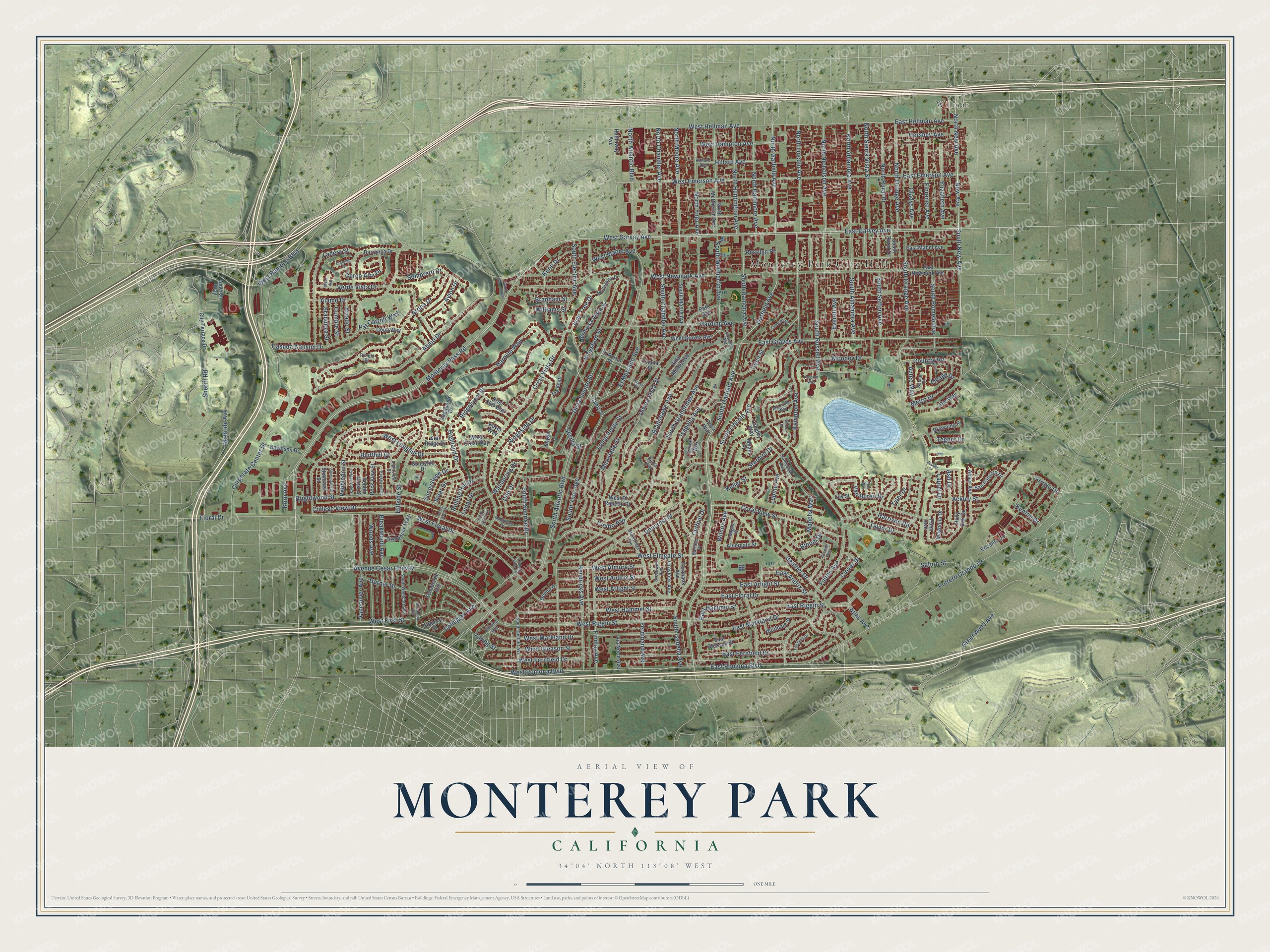 Watermarked full-map preview of Monterey Park, California