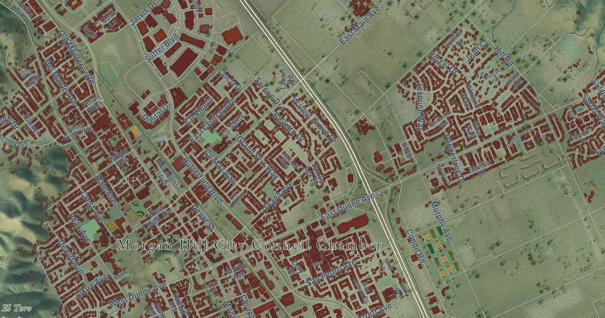 Map of Morgan Hill, California in 2026