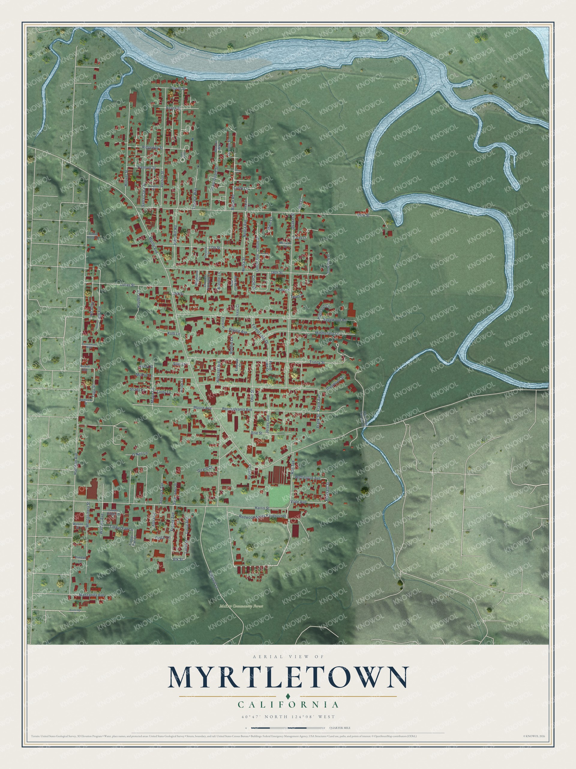 Watermarked full-map preview of Myrtletown, California