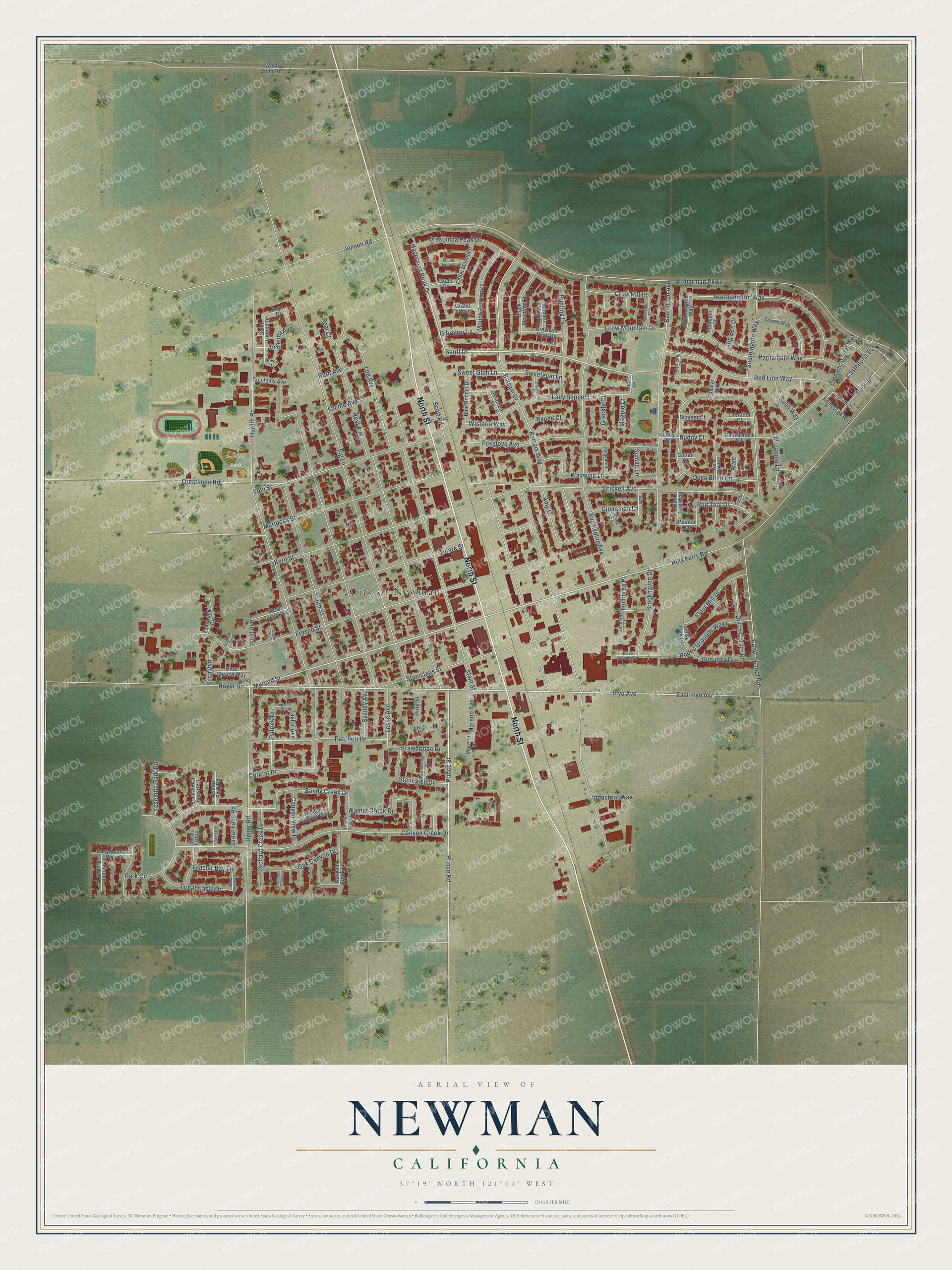 Watermarked full-map preview of Newman, California