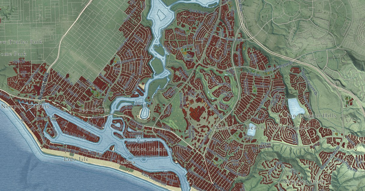 Map of Newport Beach, California in 2026