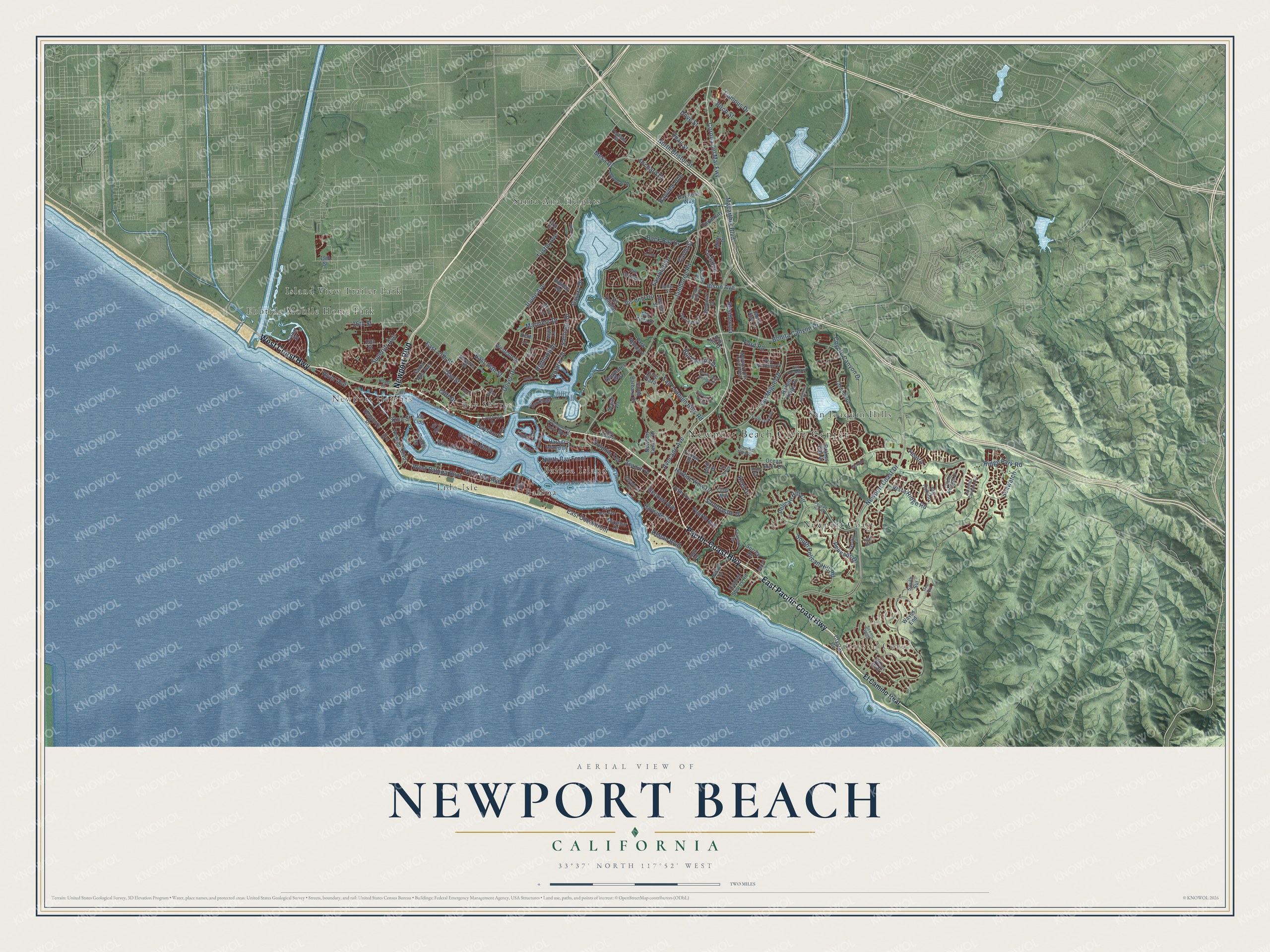 Watermarked full-map preview of Newport Beach, California