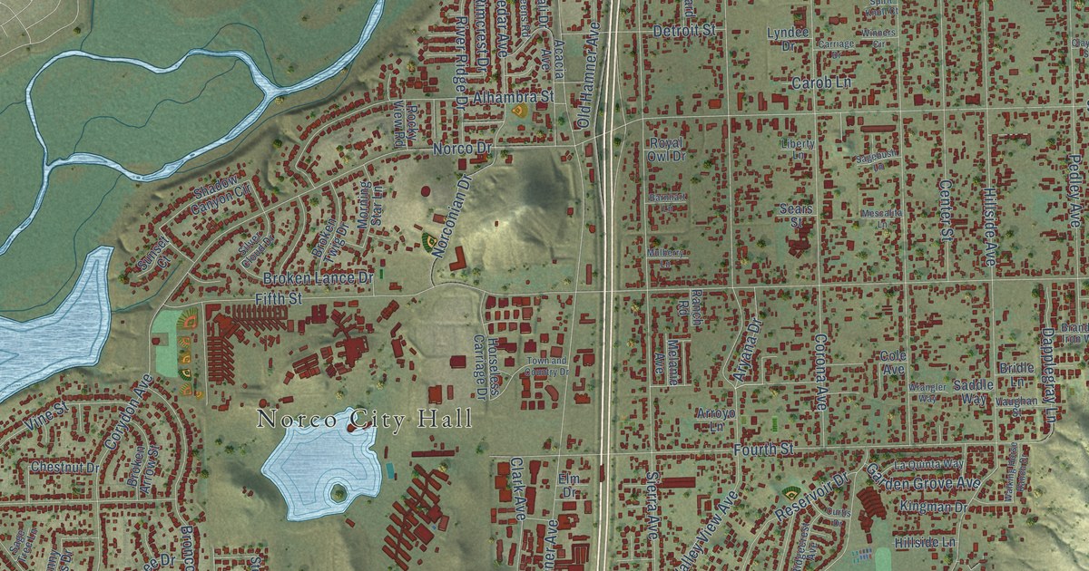 Map of Norco, California in 2026