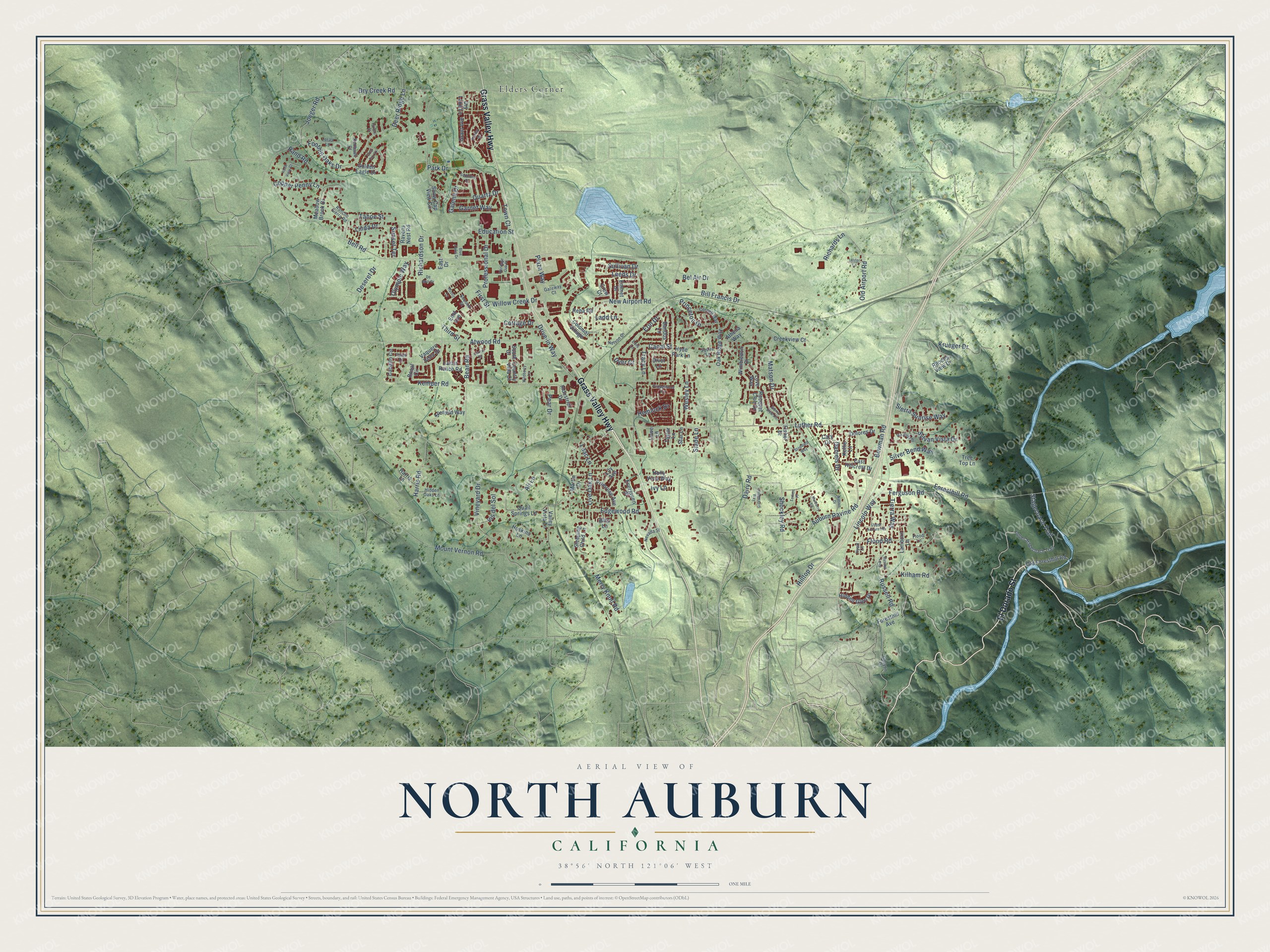 Watermarked full-map preview of North Auburn, California