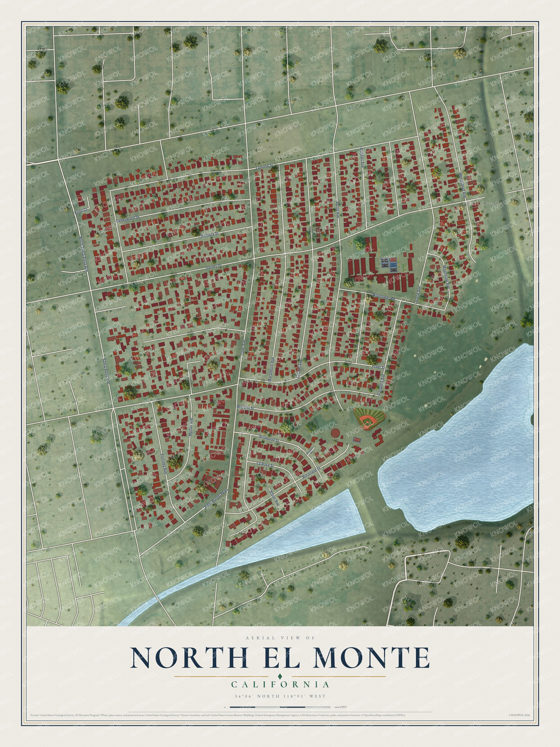 Watermarked full-map preview of North El Monte, California