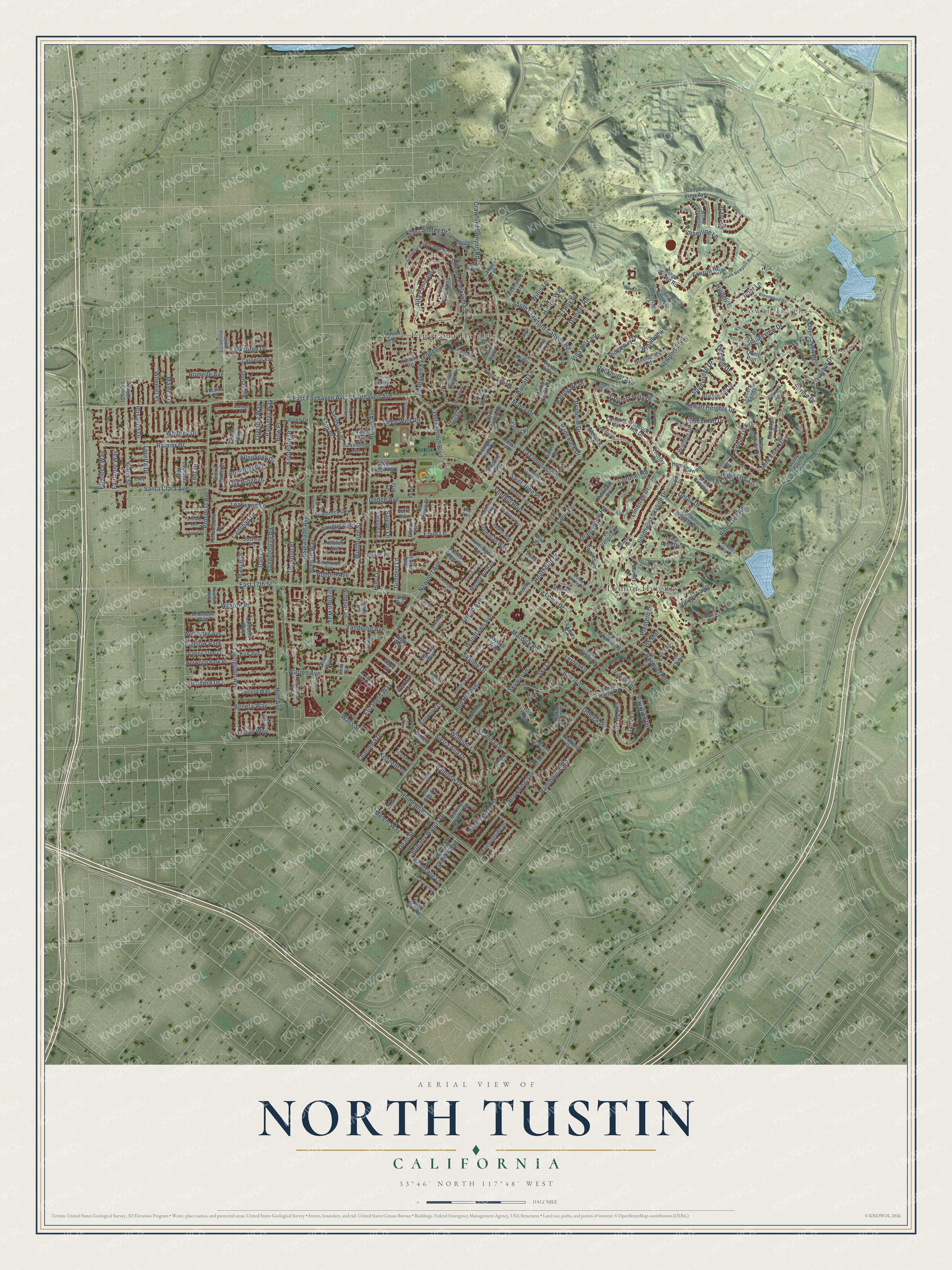 Watermarked full-map preview of North Tustin, California