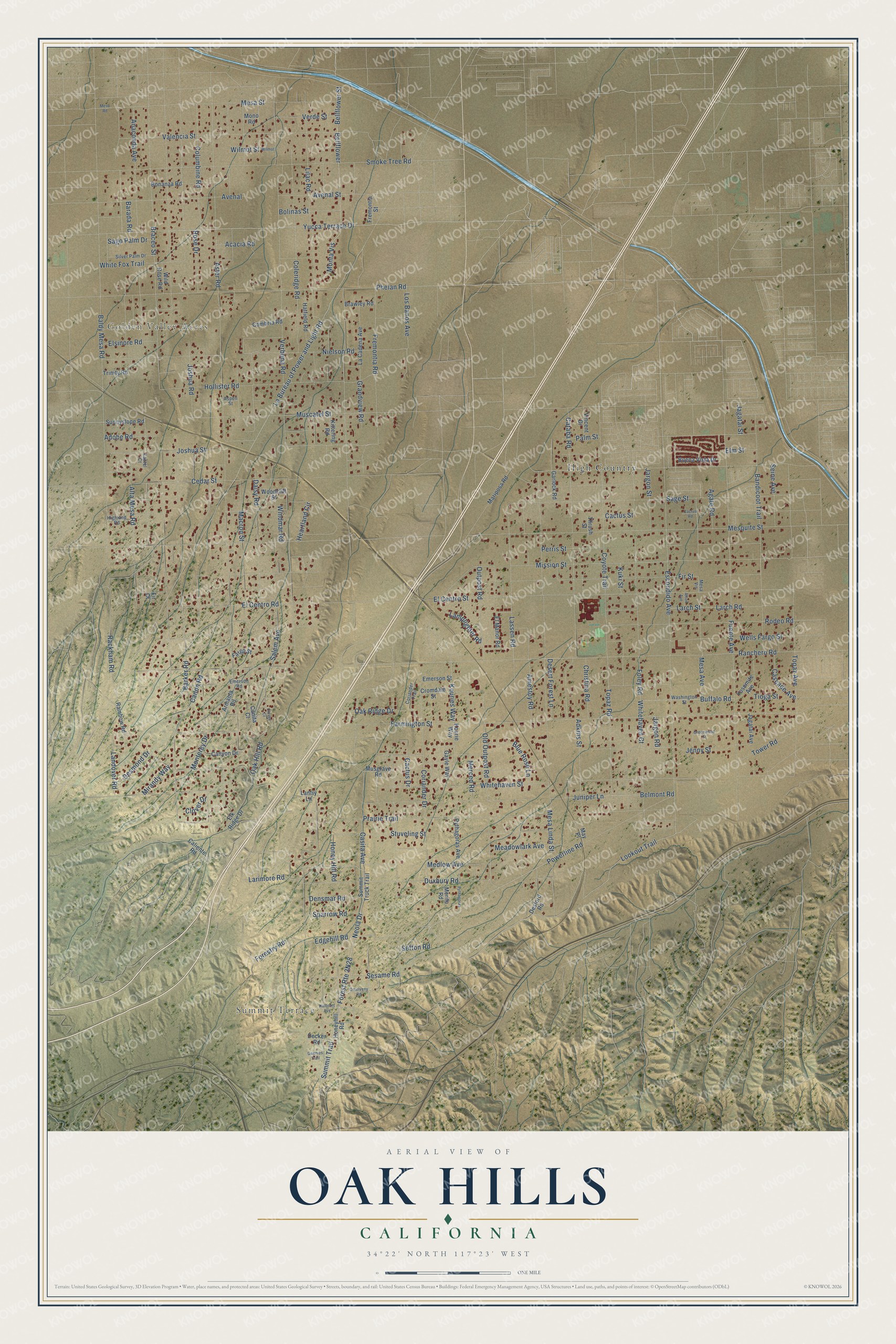 Watermarked full-map preview of Oak Hills, California