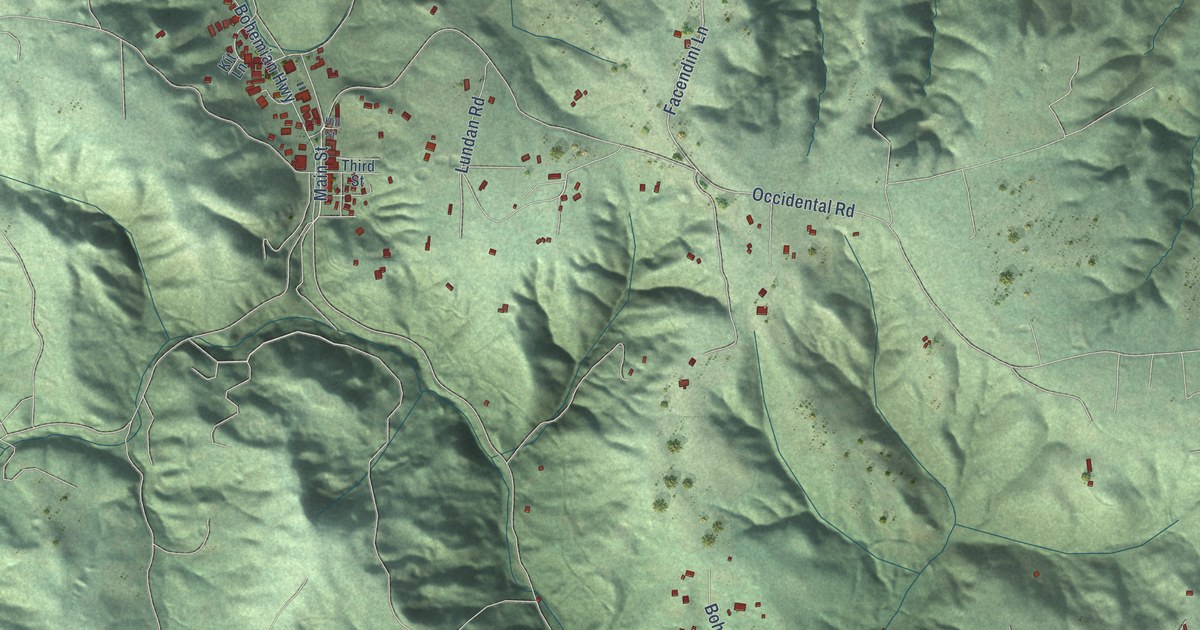 Map of Occidental, California in 2026