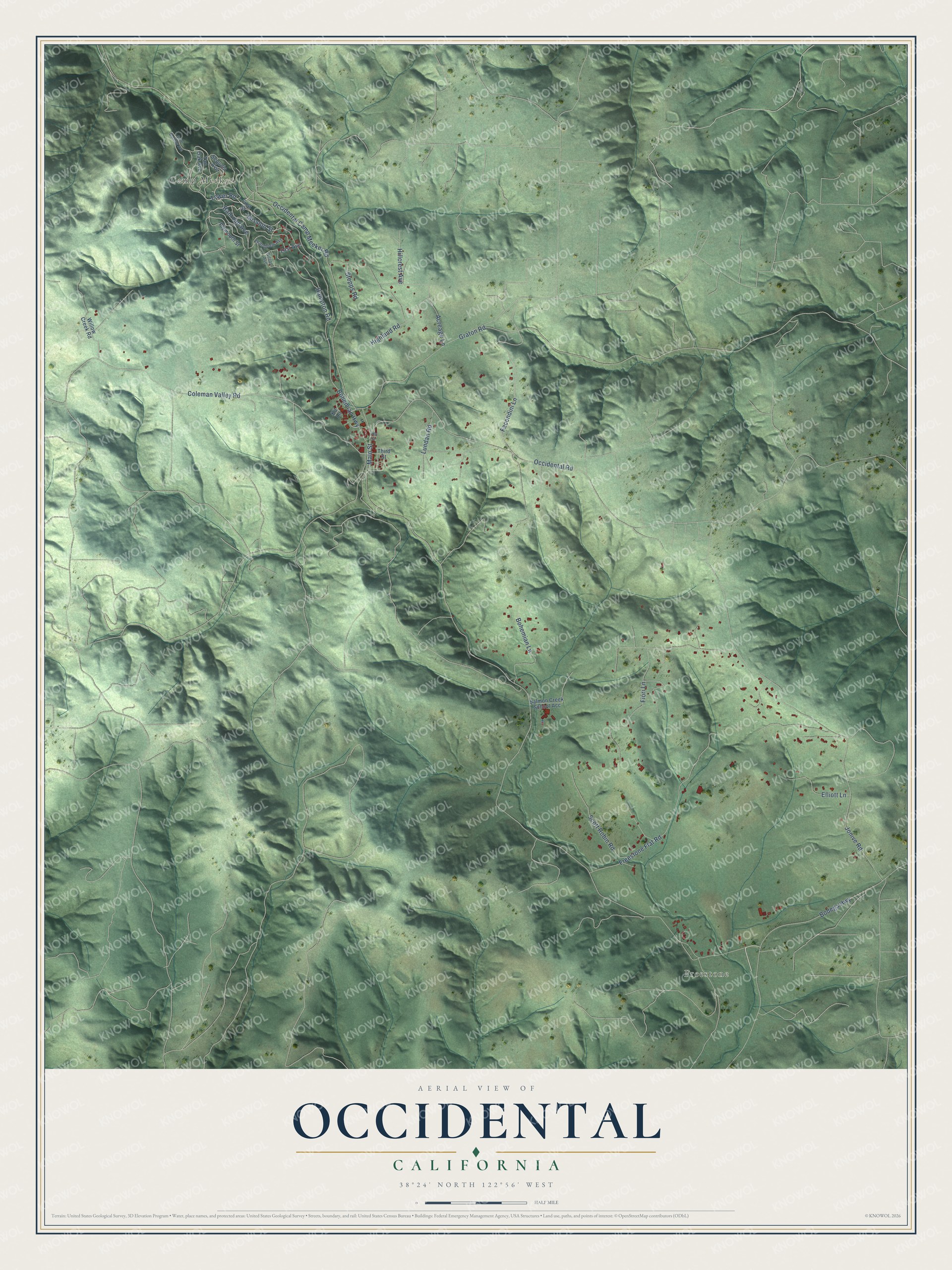 Watermarked full-map preview of Occidental, California