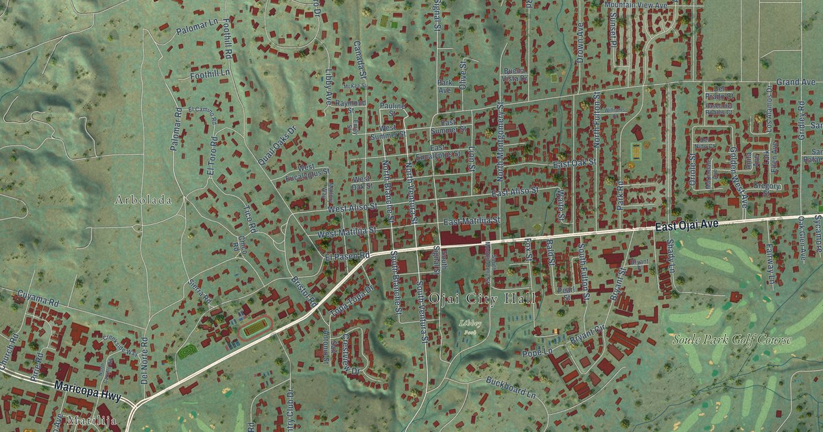 Map of Ojai, California in 2026