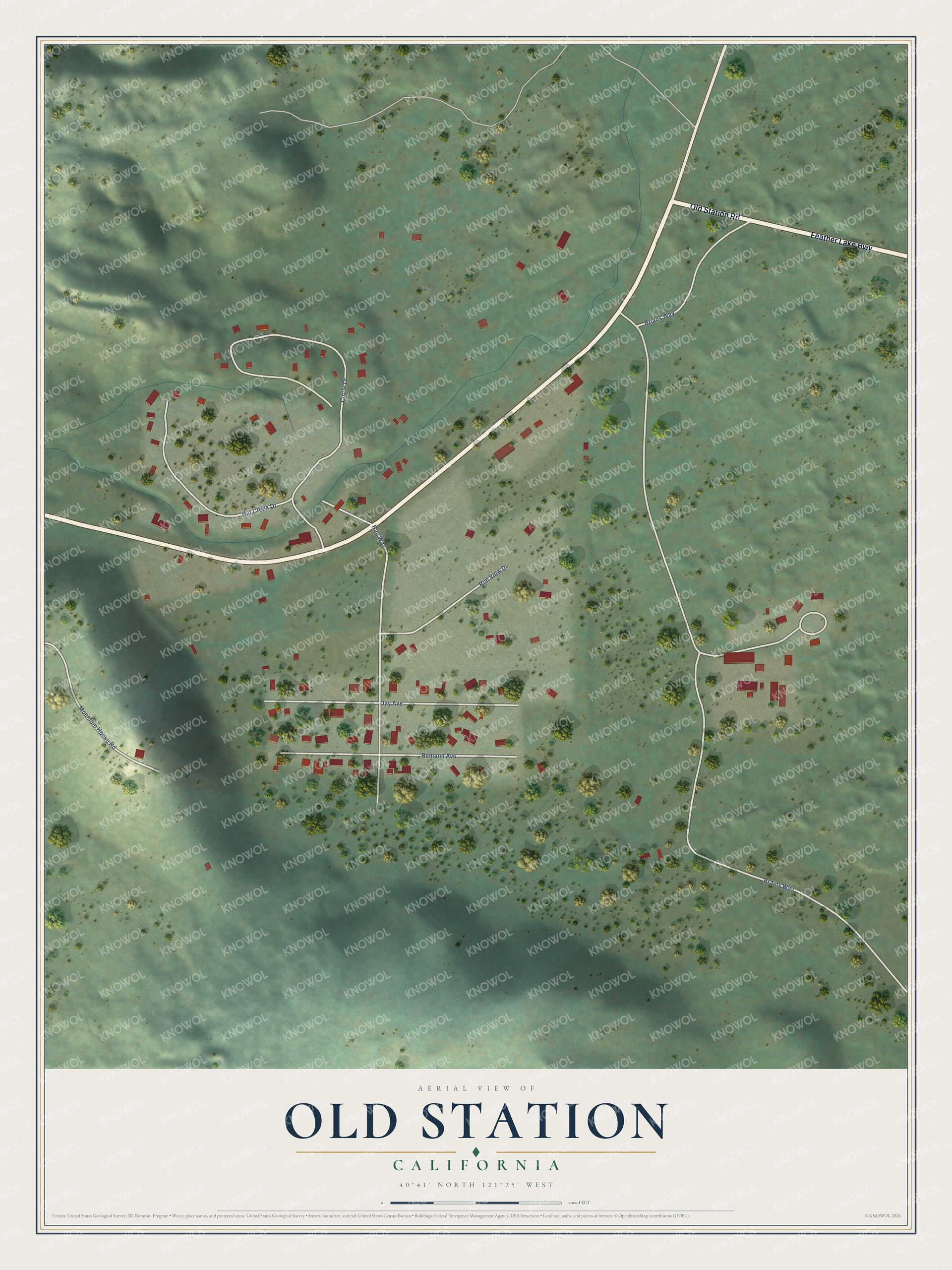 Watermarked full-map preview of Old Station, California