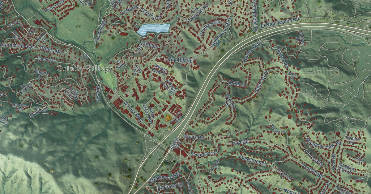 Map of Orinda, California in 2026