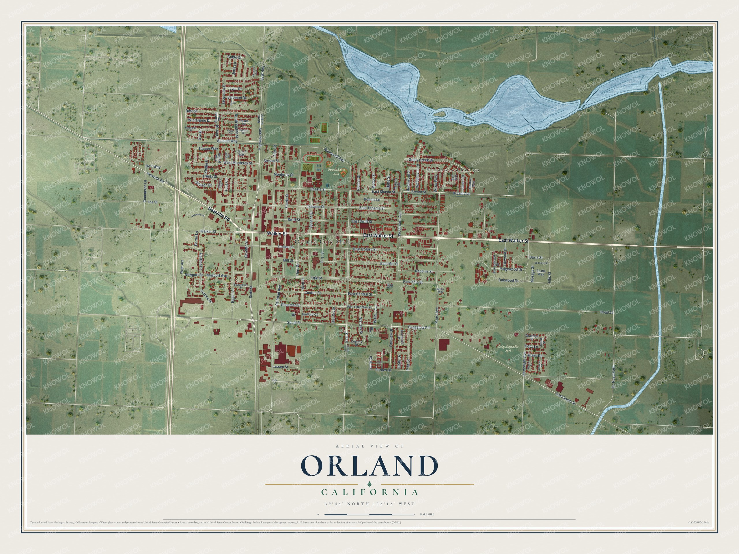 Watermarked full-map preview of Orland, California
