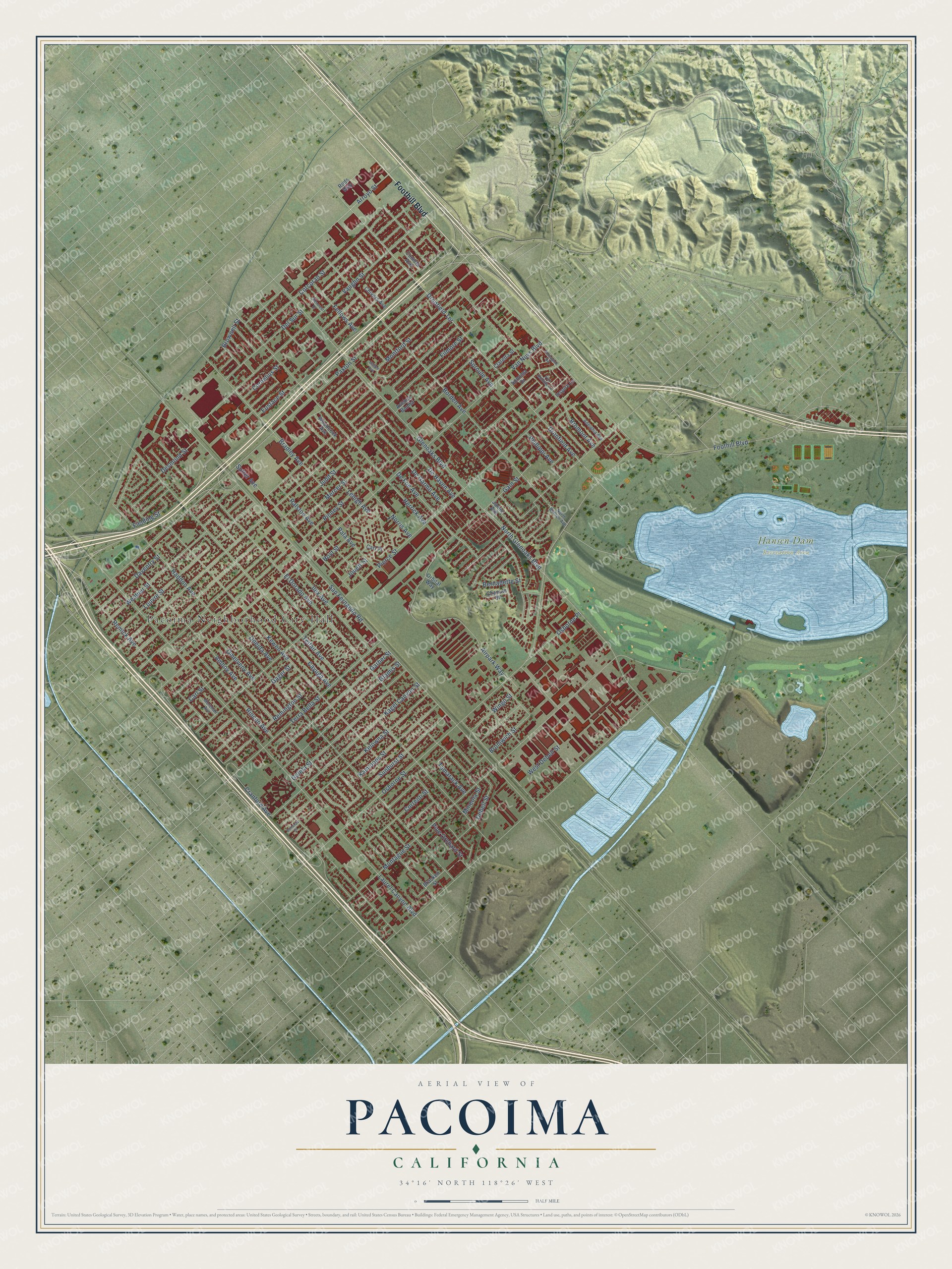 Watermarked full-map preview of Pacoima, California