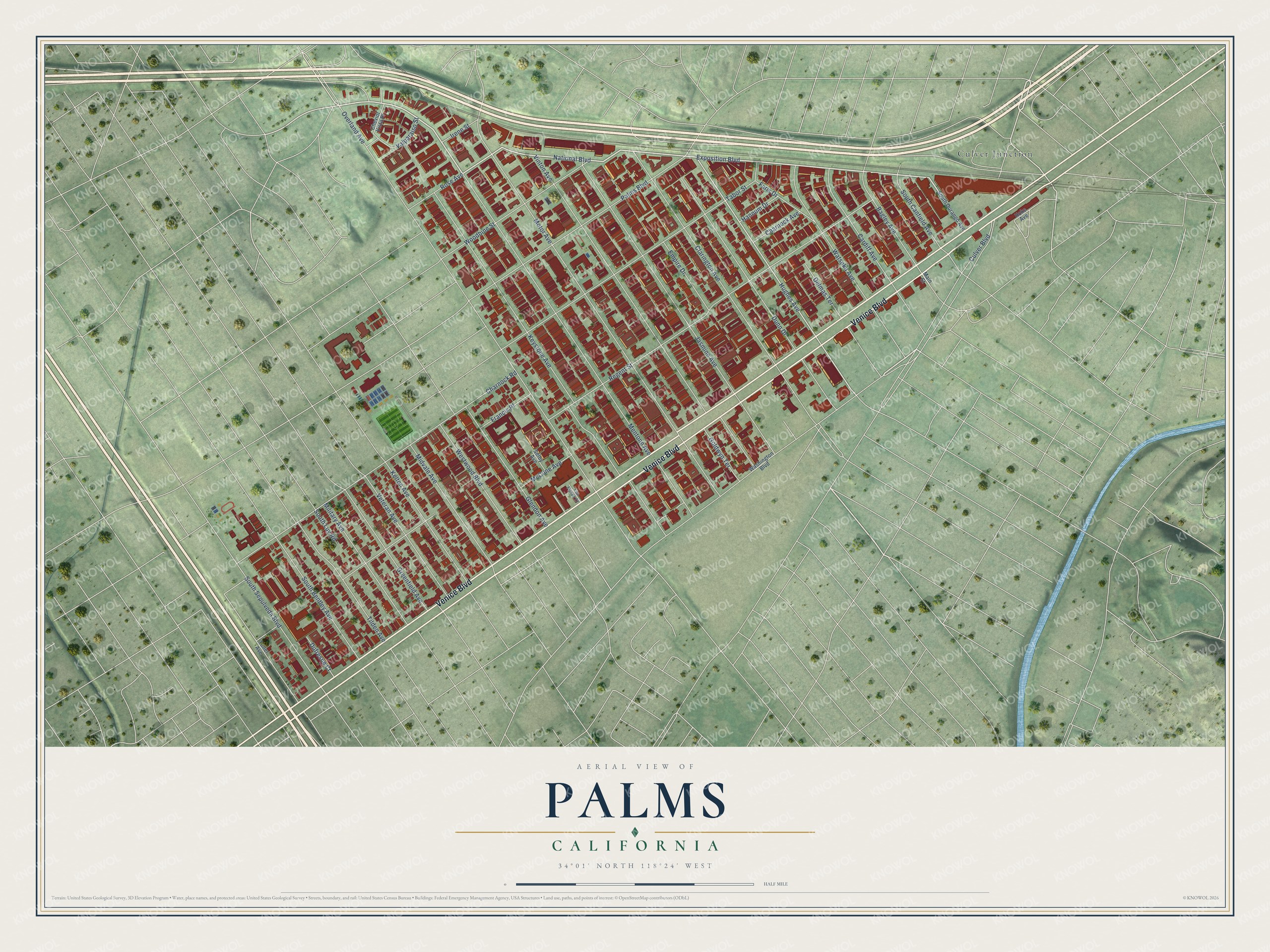 Watermarked full-map preview of Palms, California