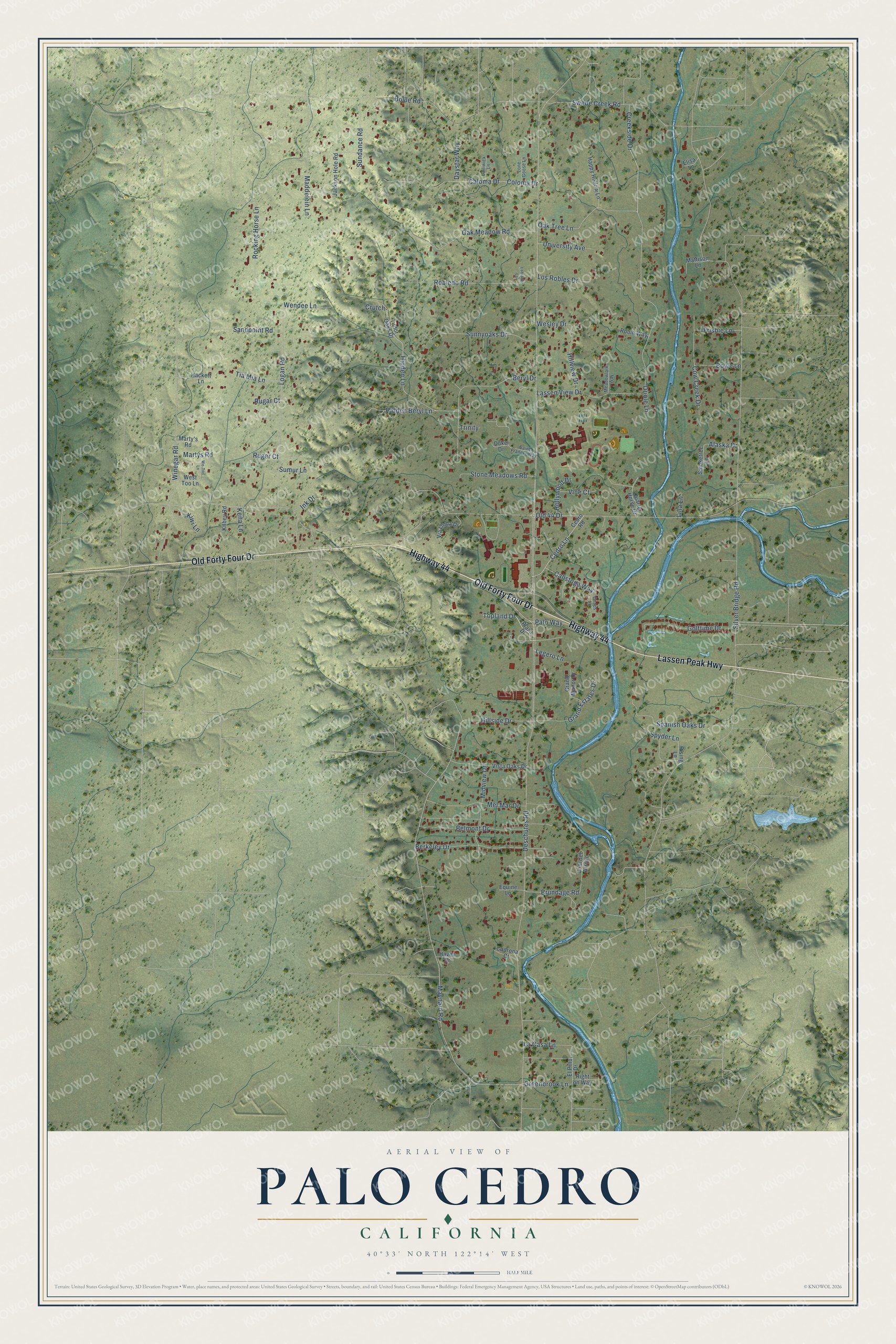Watermarked full-map preview of Palo Cedro, California