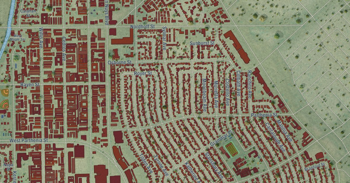 Map of Panorama City, California in 2026