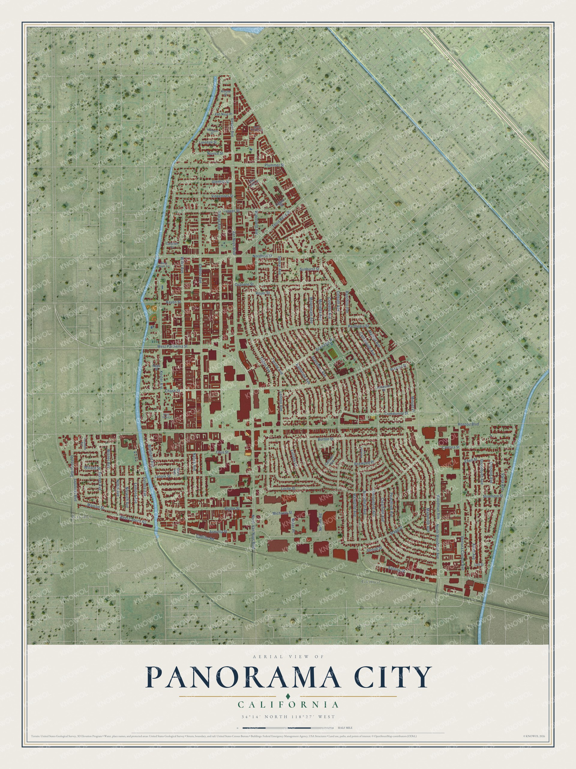 Watermarked full-map preview of Panorama City, California