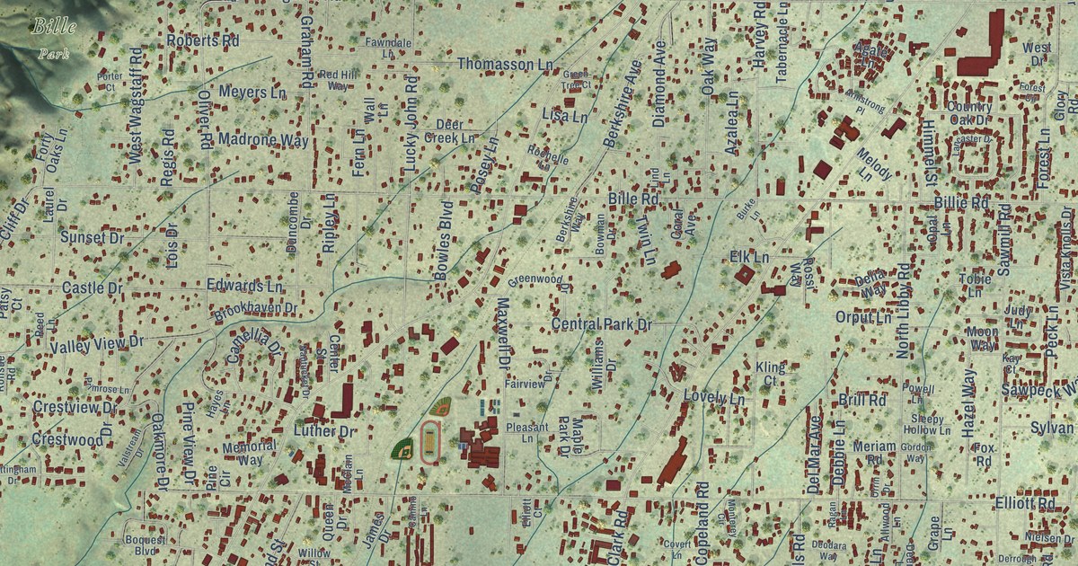 Map of Paradise, California in 2026