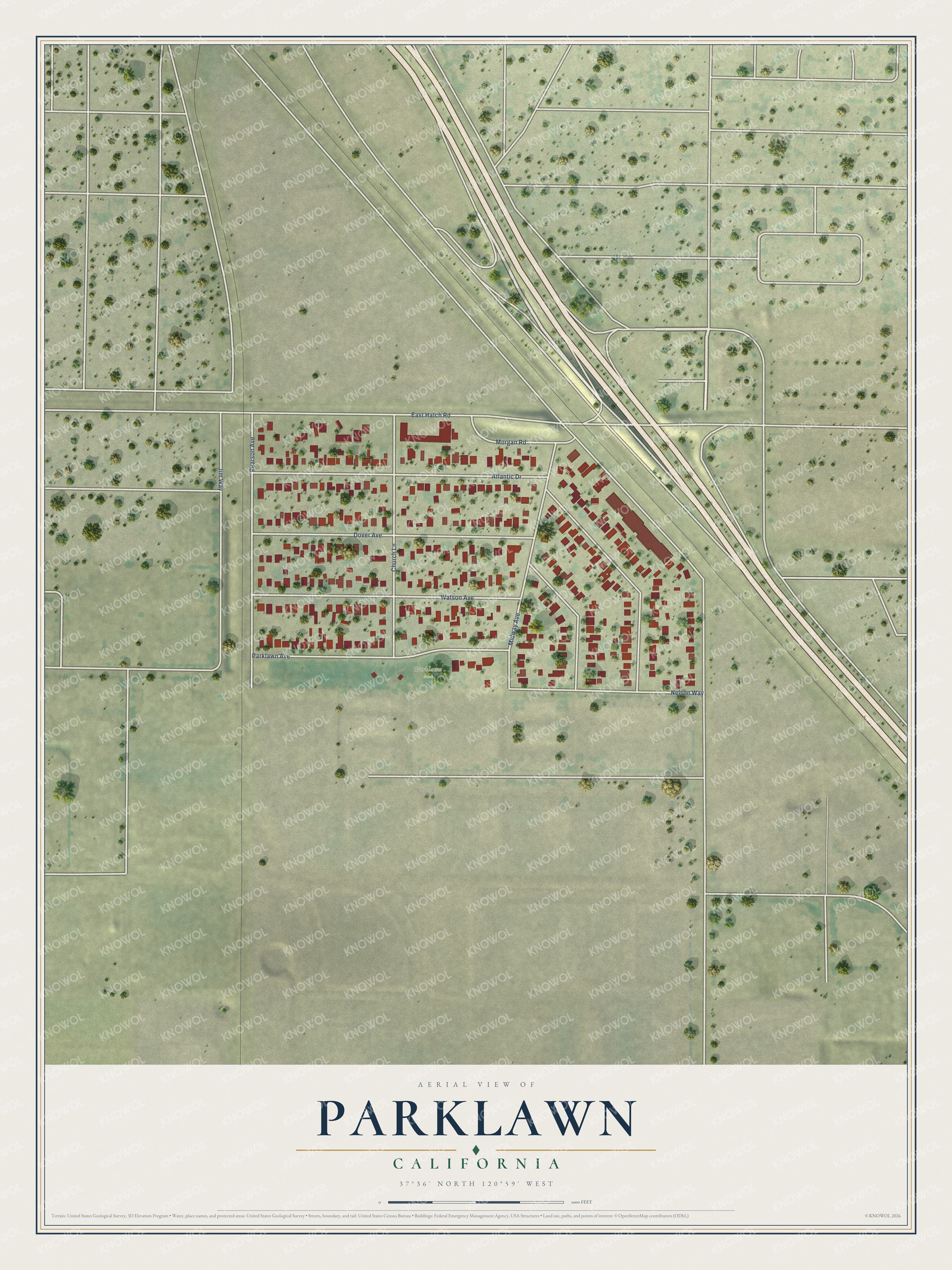 Watermarked full-map preview of Parklawn, California
