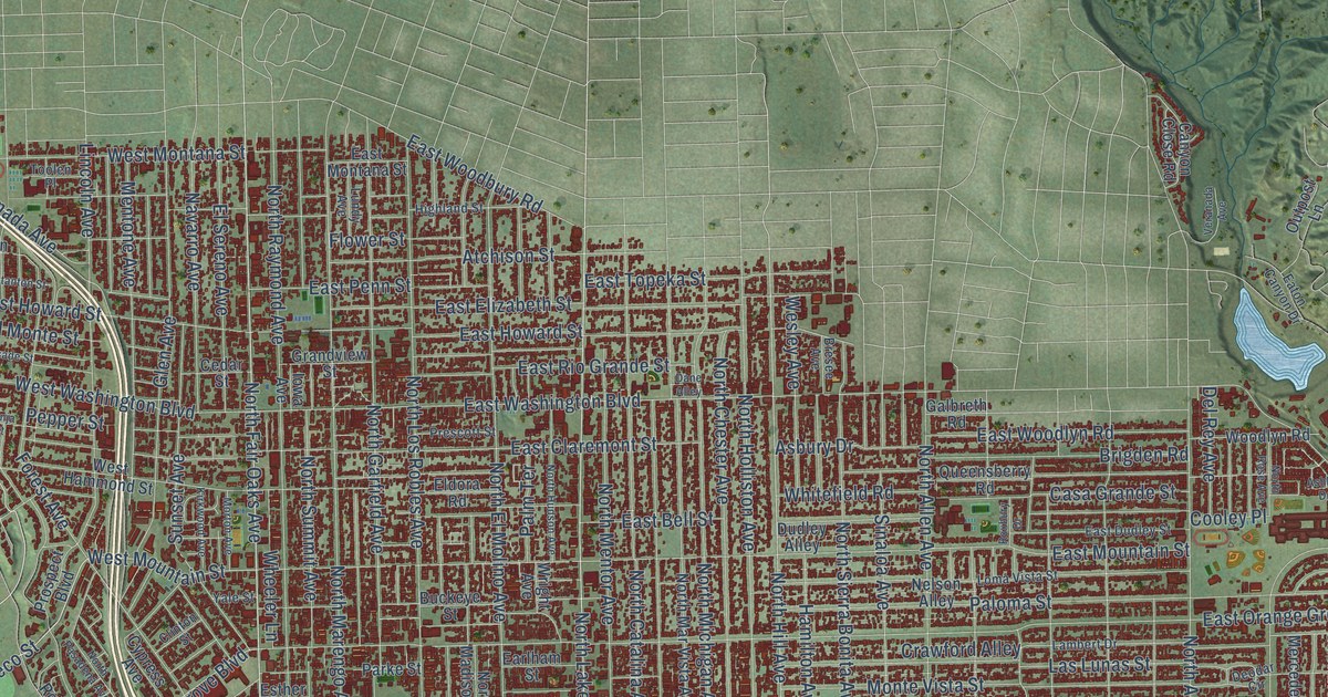 Map of Pasadena, California in 2026