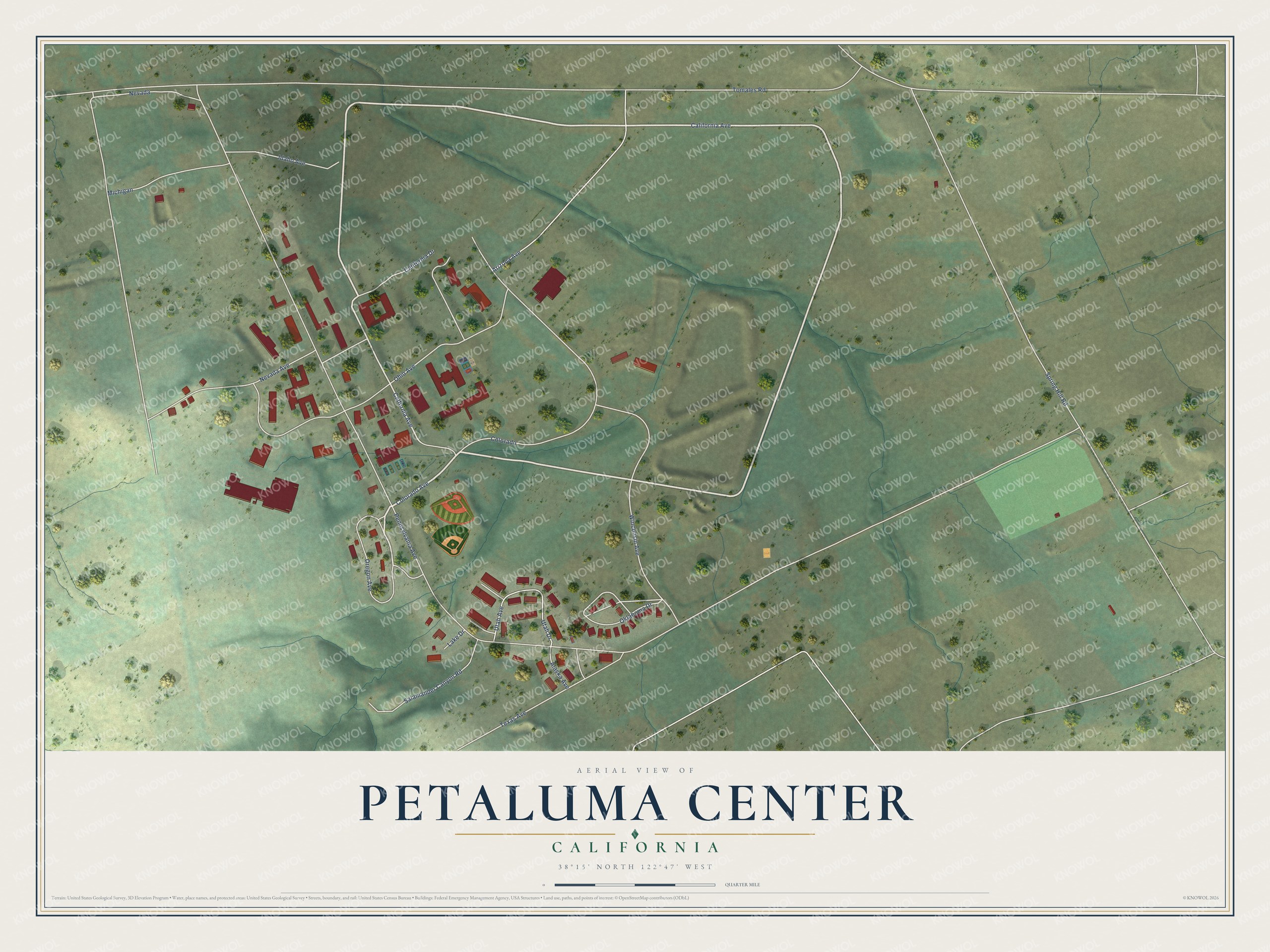 Watermarked full-map preview of Petaluma Center, California