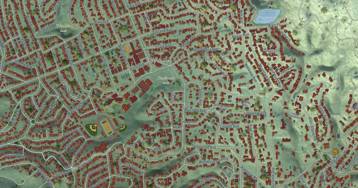 Map of Piedmont, California in 2026