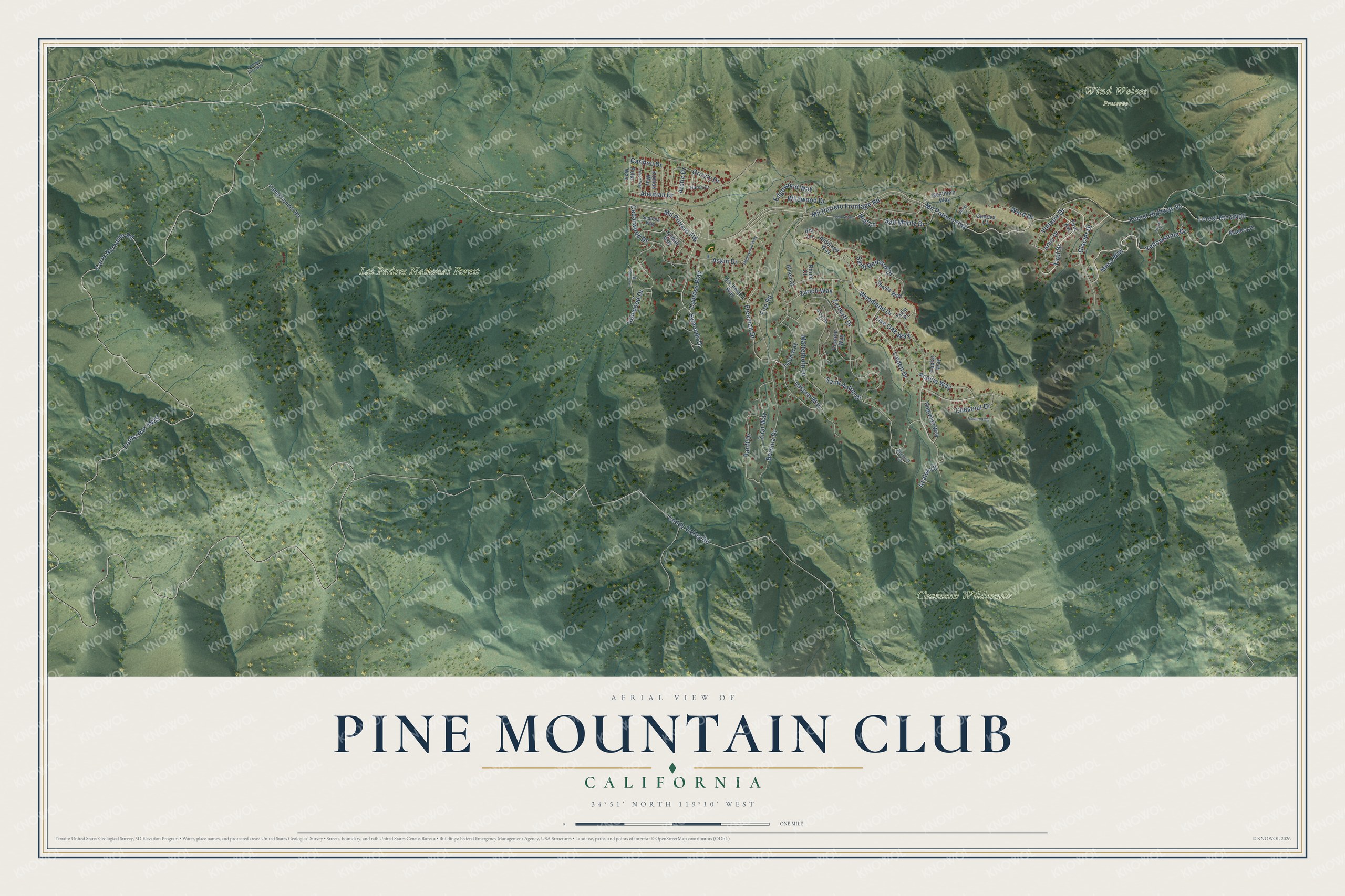 Watermarked full-map preview of Pine Mountain Club, California