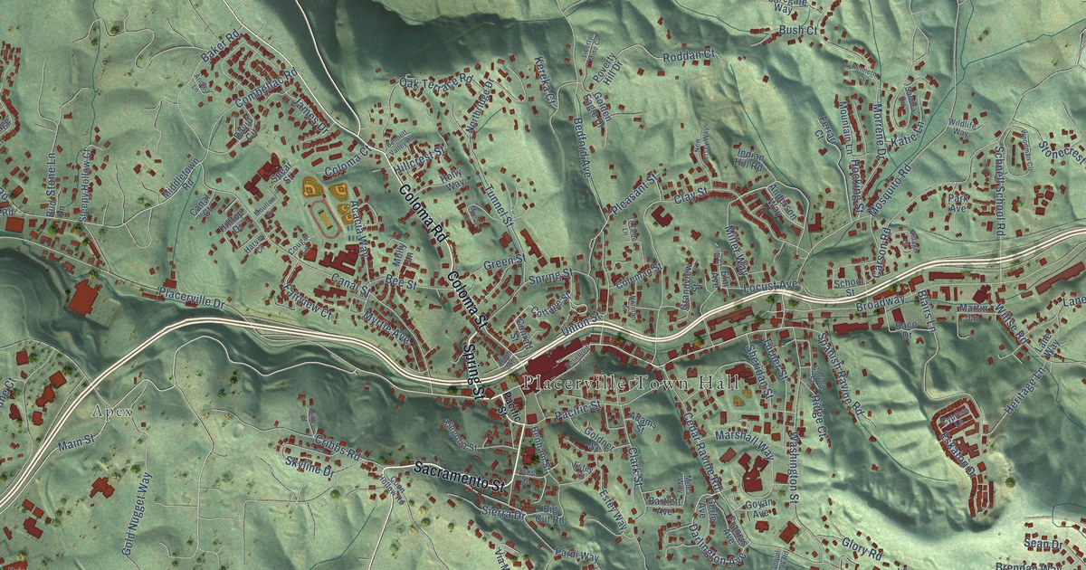 Map of Placerville, California in 2026