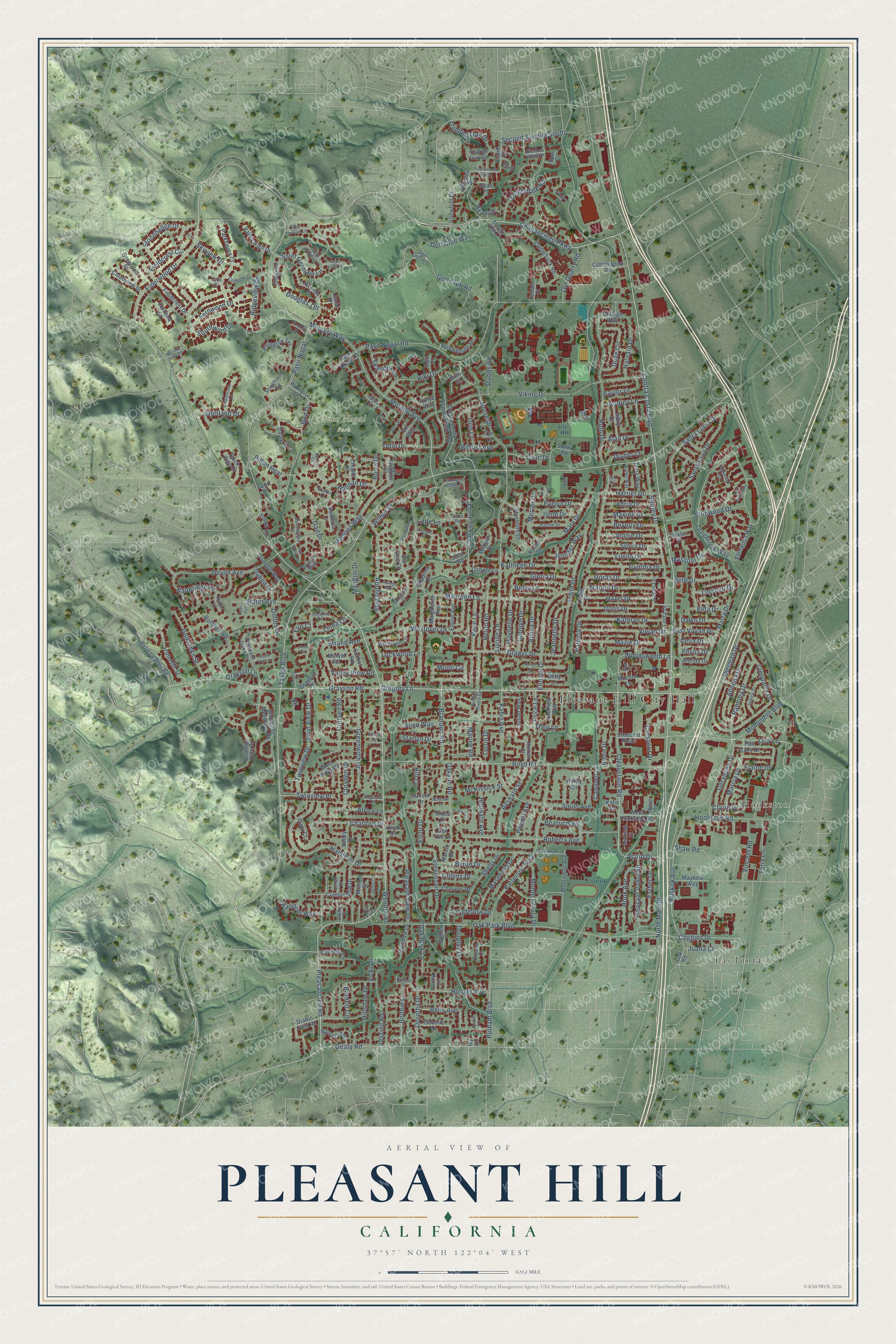 Watermarked full-map preview of Pleasant Hill, California